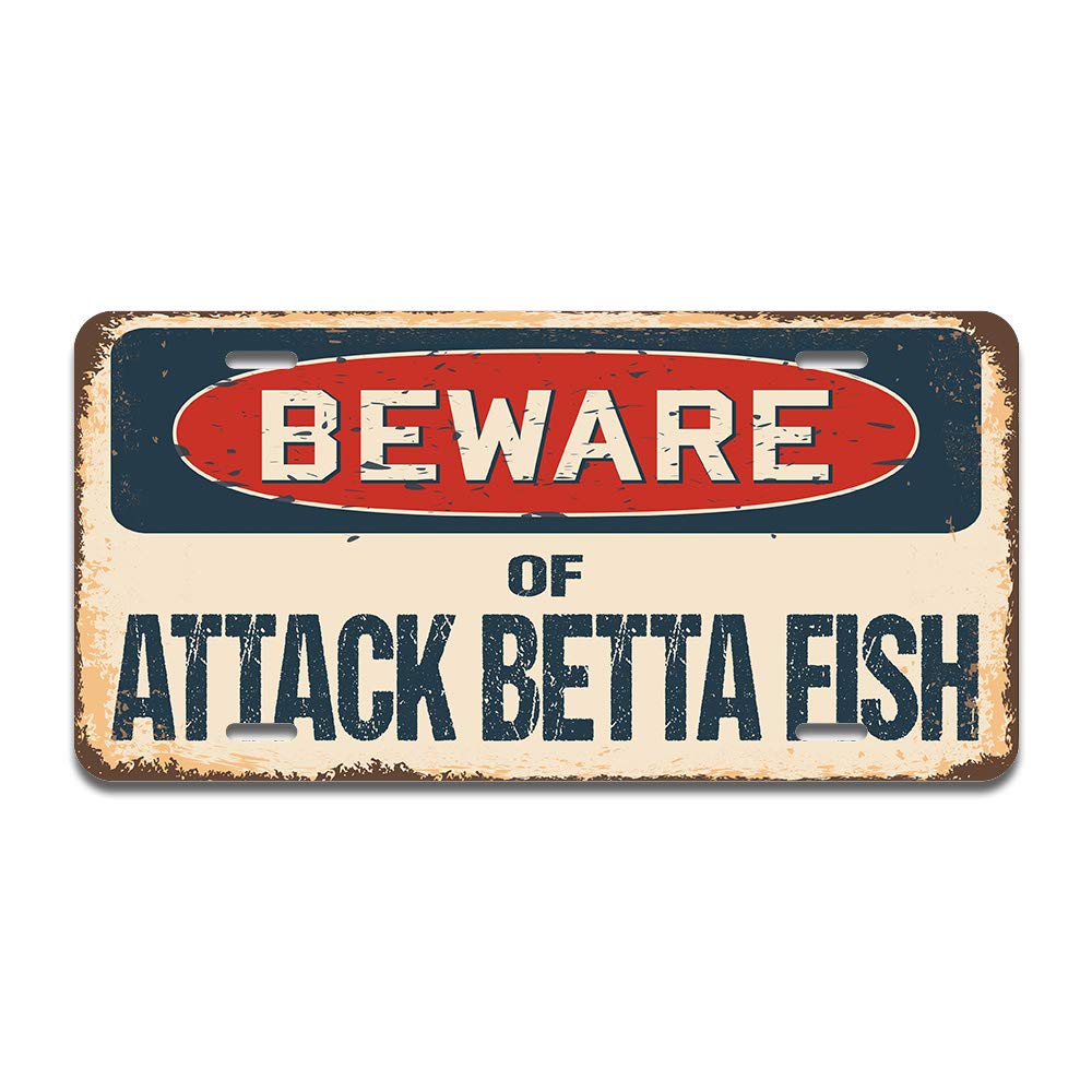 SignMission Beware of Attack Betta Fish Aluminum License Plate 12