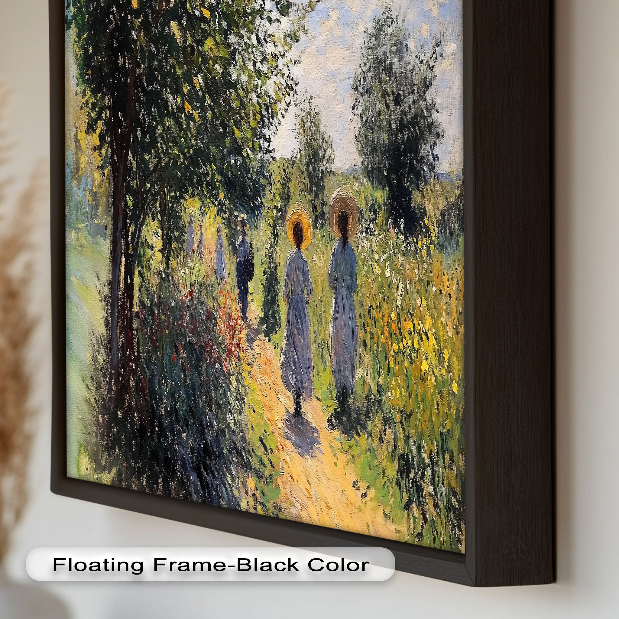 Afternoon Stroll - Sun Dappled Garden Walk Oil Painting Wall Art - Hand Painted Landscape Canvas for Living Room, Bedroom Decor - Perfect Gift for Home & Office