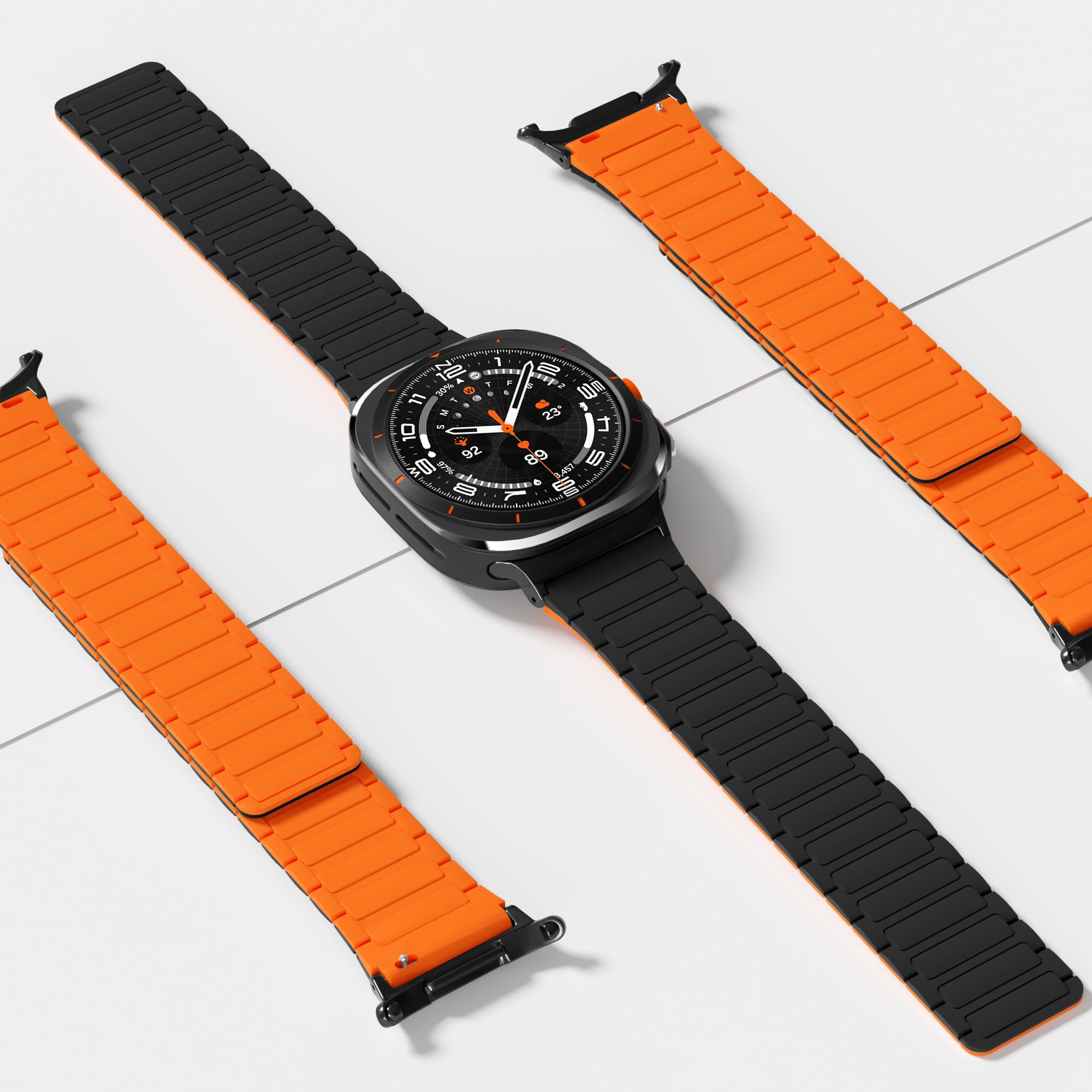 Premium Magnetic Adjustable Silicone Replacement Band for Samsung Galaxy Watch Ultra 47mm - Durable Comfortable Strap for Workout, Running & Daily Wear