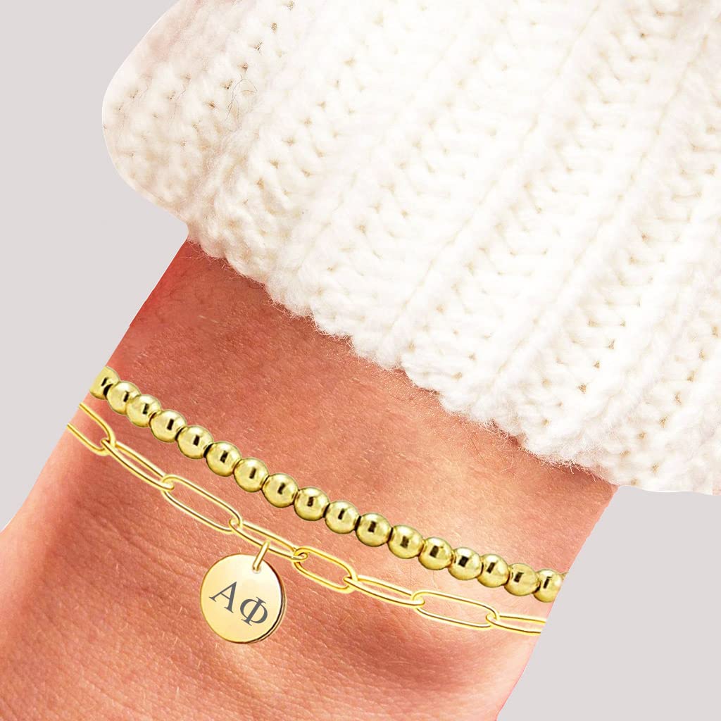 Alpha Phi Sorority Bracelet - Beaded & Paper Clip Friendship Bracelet for Women - Perfect for Sisterhood Gifts, Greek Life Events, and College Accessories