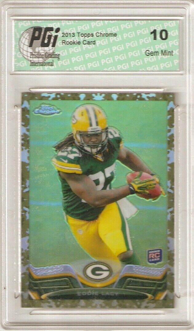 2013 Topps Chrome Eddie Lacy Camo Refractor Rookie Card #/499 - PGI 10 Gem Mint - Rare Football Collectible for Sports Memorabilia Display & Investment