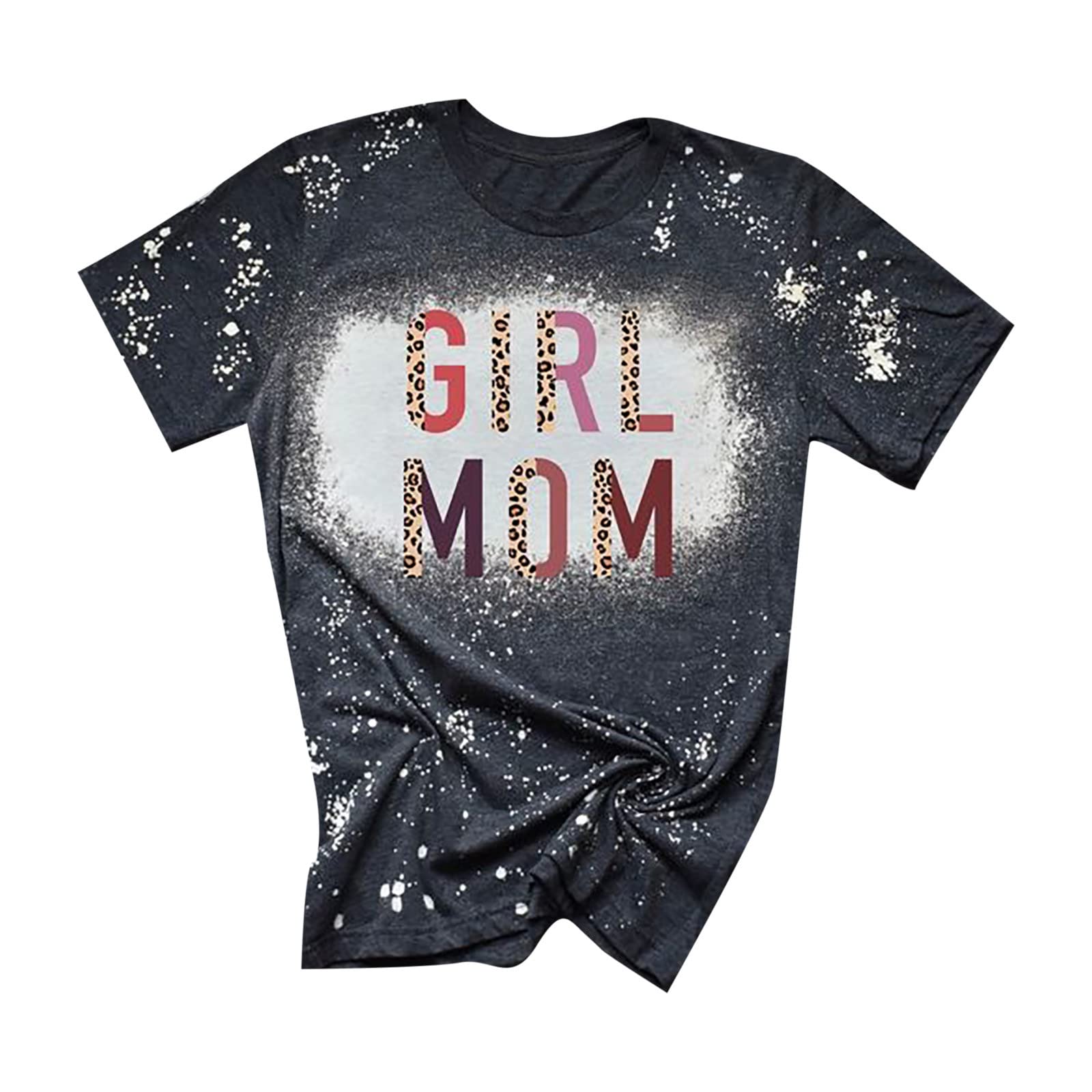 Women's Tie Dye Baseball Mom T-Shirt - Soft Cotton Short Sleeve Bleached Distressed Tee with Letter Print | Perfect for Softball Games, Mother's Day Gifts & Casual Wear