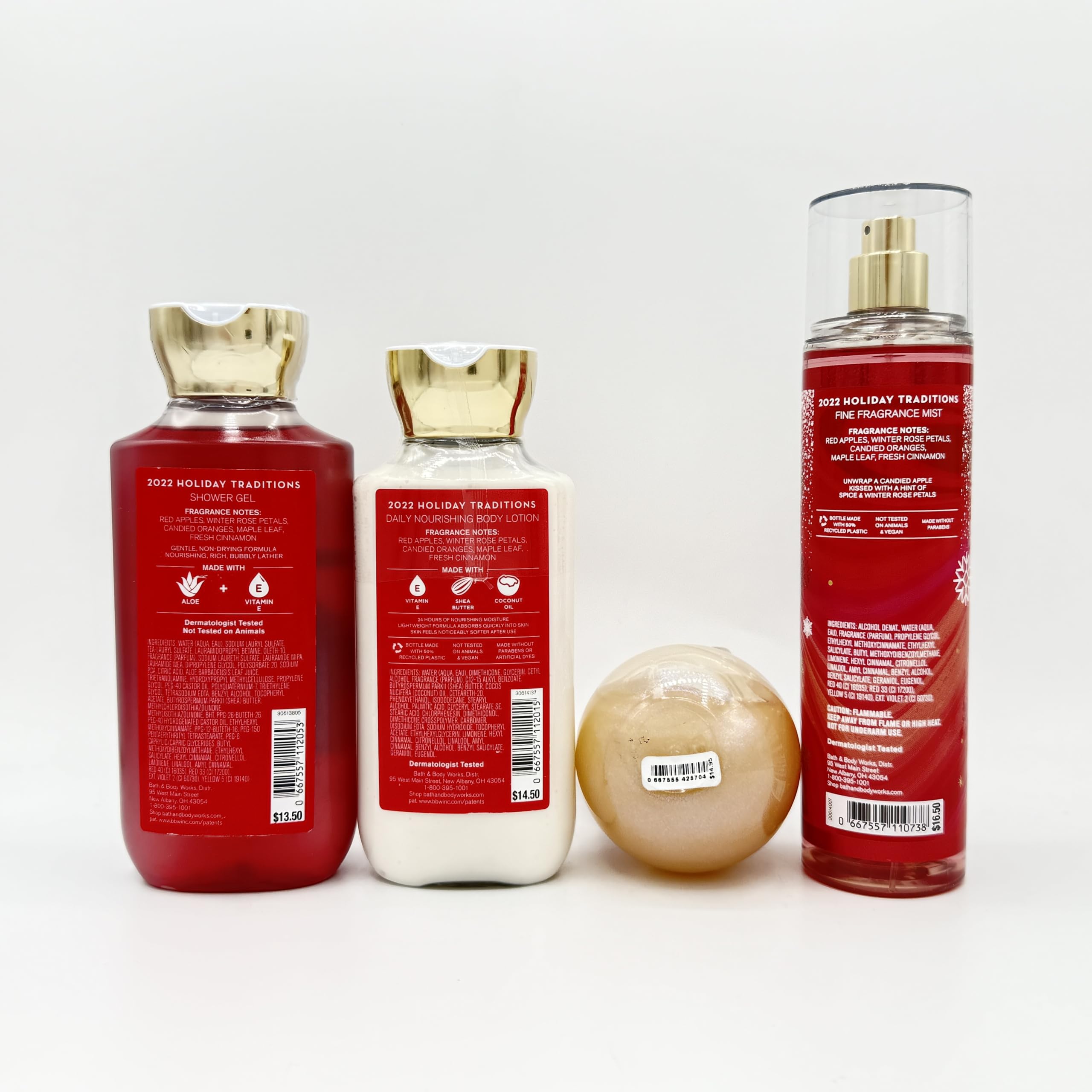 Winter Candy Apple 4-Piece Bath & Body Gift Set - Shower Gel, Nourishing Body Lotion, Bubble Bath & Fragrance Mist | Perfect for Holidays, Self-Care & Gifting