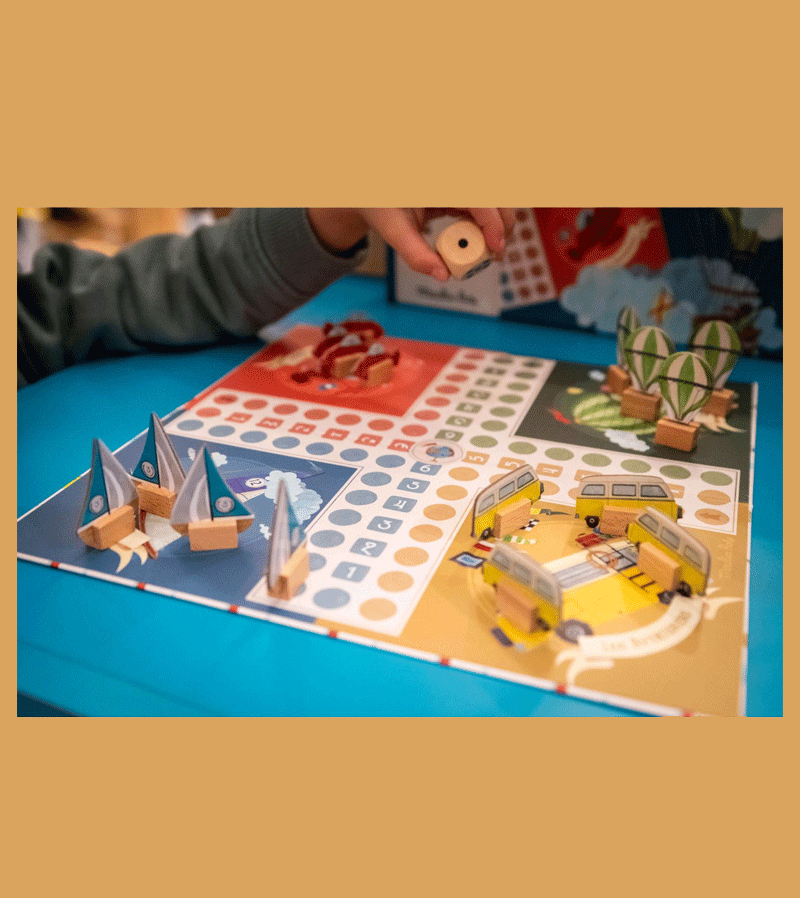 Moulin Roty Les Petits Chevaux Classic Wooden Board Game for Kids - Fun Family Game Night & Educational Toy for Children's Party