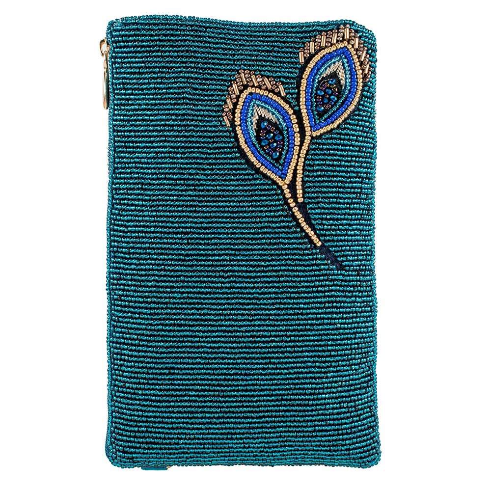 Mary Frances Peacock Pride Beaded Crossbody Phone Bag - Stylish Beaded Purse with Adjustable Strap for Women, Perfect for Parties, Weddings & Evening Events