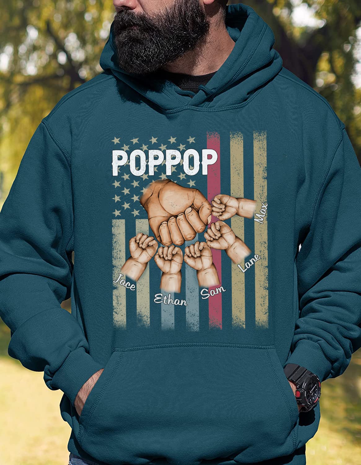 Custom Pop-Pop T-Shirt for Grandpa & Kids - Personalized Name T-Shirt | Unique Papa Gifts for Father's Day, Birthday & Family Reunions