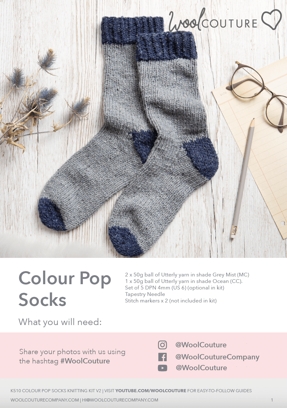 Knitting Accessories PDF Pattern - Color Pop Socks for Women & Men | DIY Handmade Socks for Home, Gifts & Cozy Winter Wear