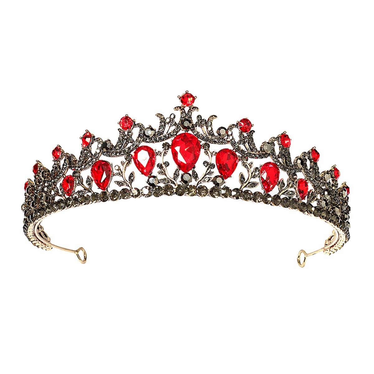 Vintage Rhinestone Bridal Crown Tiara for Women - Baroque Wedding Headpiece with Crystal Diamonds, Red Alloy Hair Accessory for Bride, Pageant, Miss, and Special Occasions | Perfect for Weddings, Prom, Quinceañera, and Formal Events