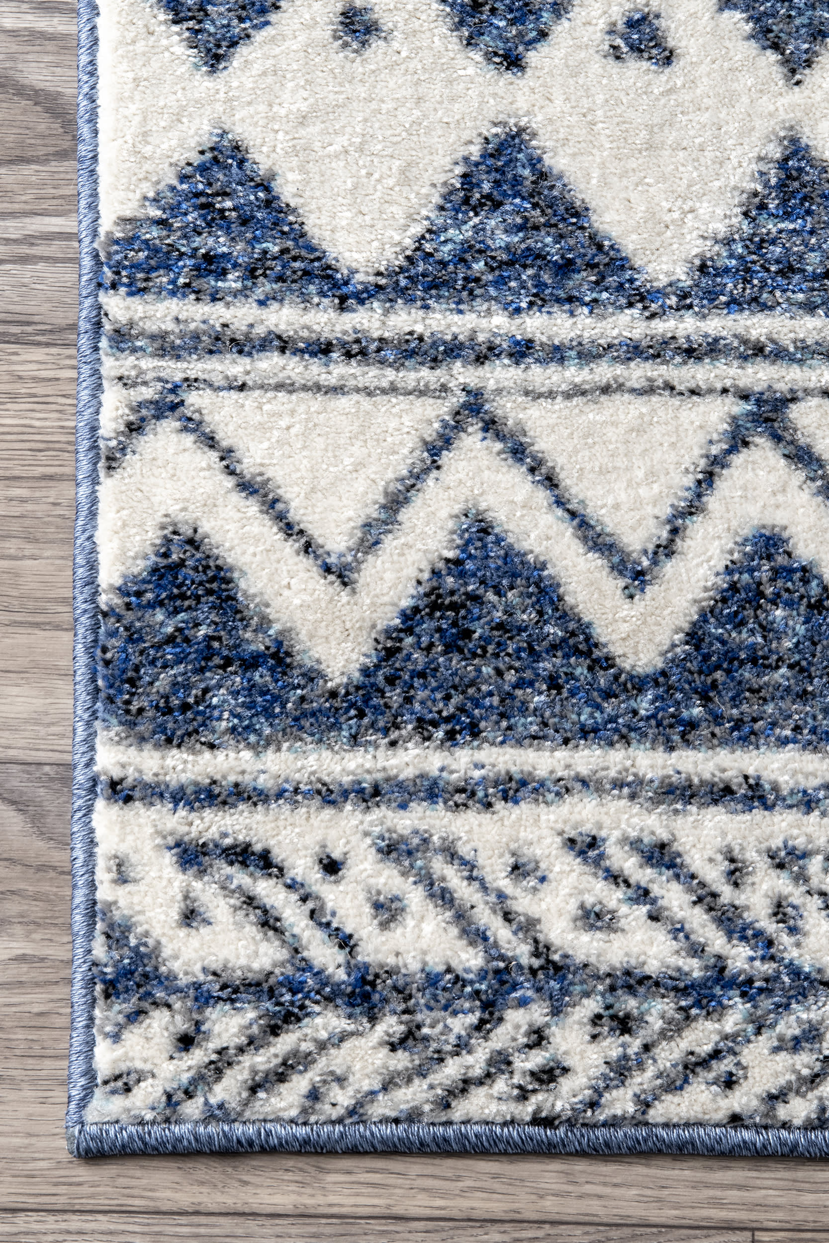 Modern Navy Blue Banded Geometric Area Rug - Non-Slip Living Room Carpet for Home Decor & Bedroom Floor Mat | Perfect for Boho, Scandinavian & Contemporary Style Interiors