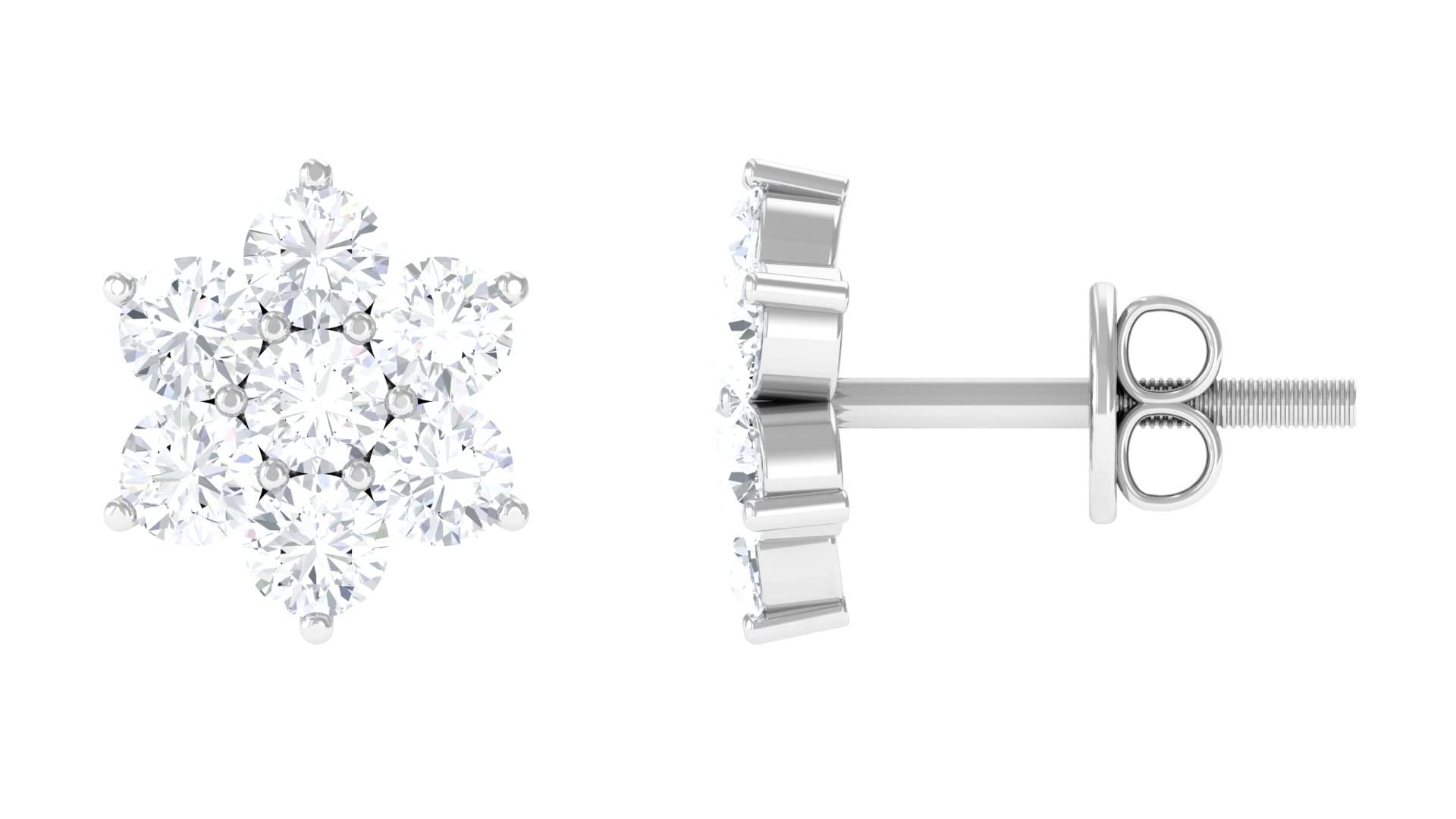 1 CT Diamond Flower Stud Earrings for Women - 14K Solid Gold Floral Stud Earrings - Elegant Gift for Anniversary, Wedding & Everyday Wear