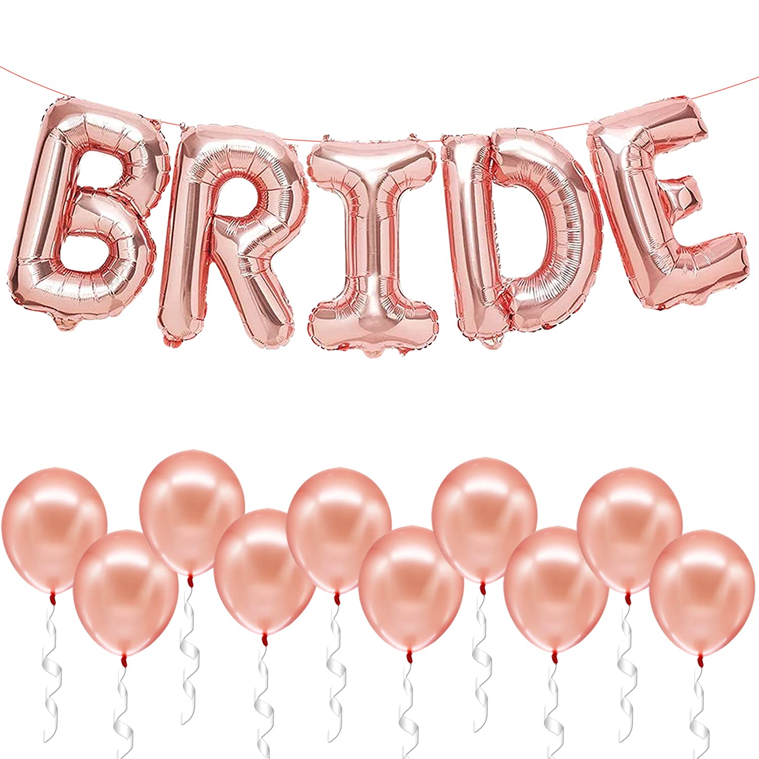 KatchOn Rose Gold Bride Balloons Set - 16 Inch (Pack of 15) | Bachelorette Party & Bridal Shower Decorations | Latex Balloons for Wedding Decor, Bridal Showers, Bachelorette Parties & Wedding Receptions