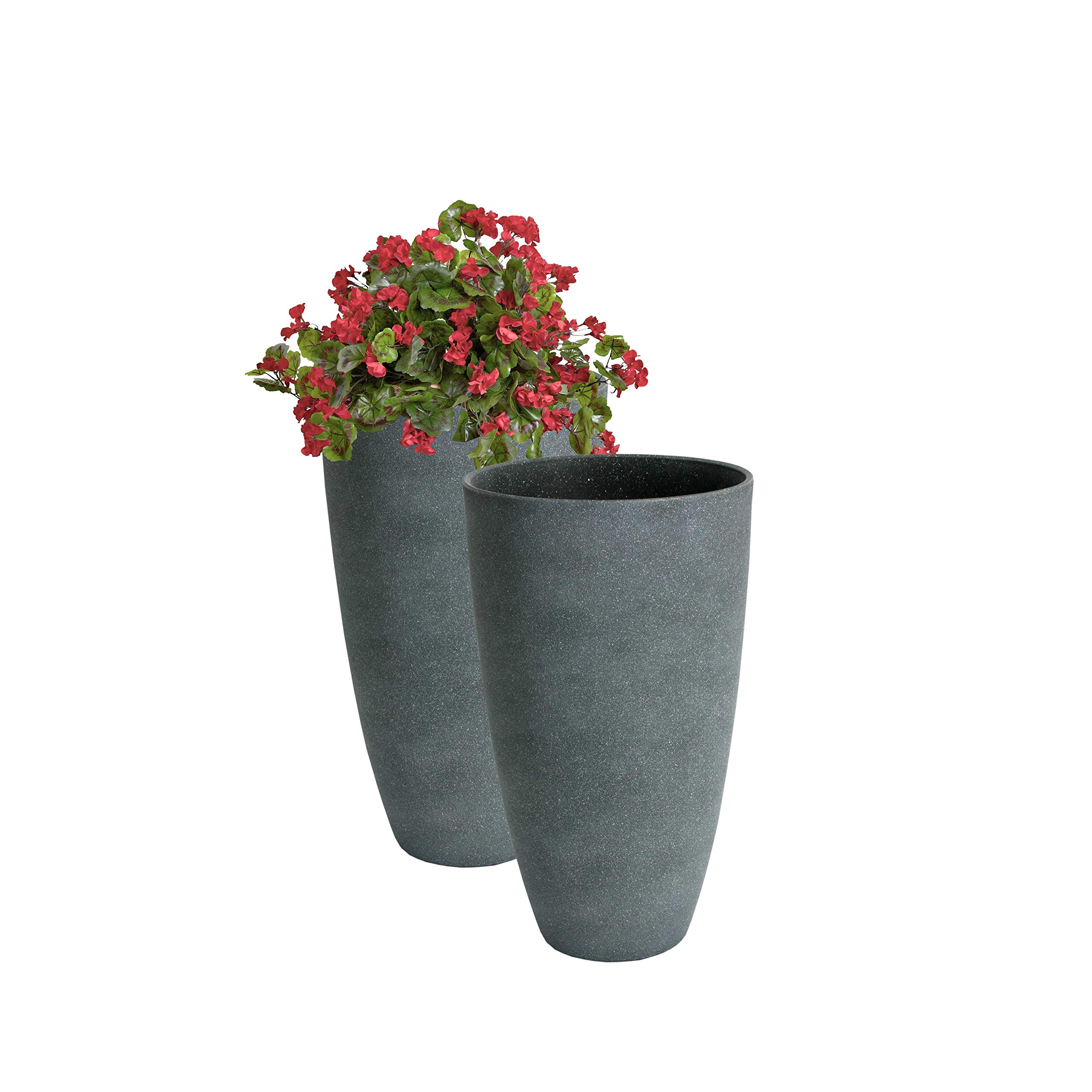 Algreen 43228 Acerra Vase Planter Set - 2 Pack Gray Stucco Flower Pots for Indoor Plants, Succulents & Home Decor | Perfect for Living Room, Office & Garden Decorations