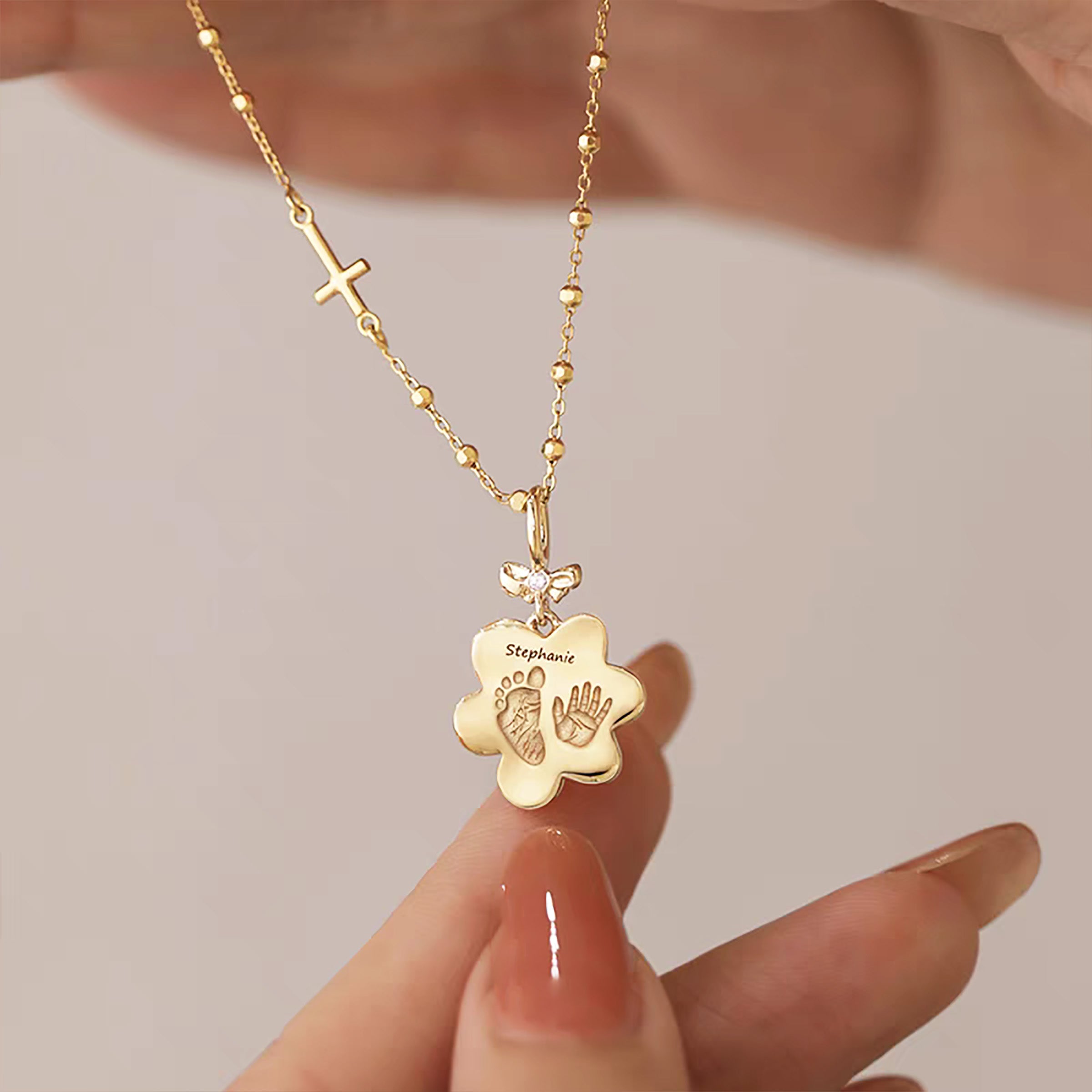 Solid Gold Footprint Necklace for Women - Personalized Jewelry Gift for Mom, Wife, or Girlfriend - Perfect for Anniversaries, Birthdays & Mother's Day