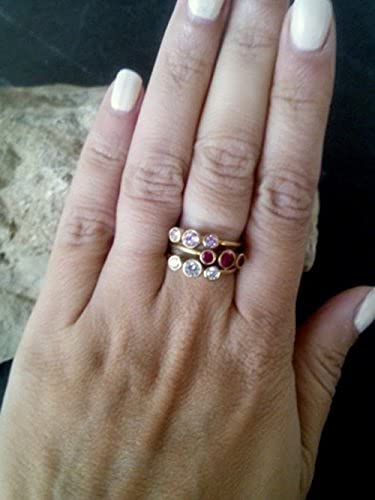 Exquisite Triple Bezel Set Wedding Ring with Clear Quartz & Diamond Accents | 14K Gold Engagement Band for Women | Perfect for Bridal, Anniversary & Special Occasions