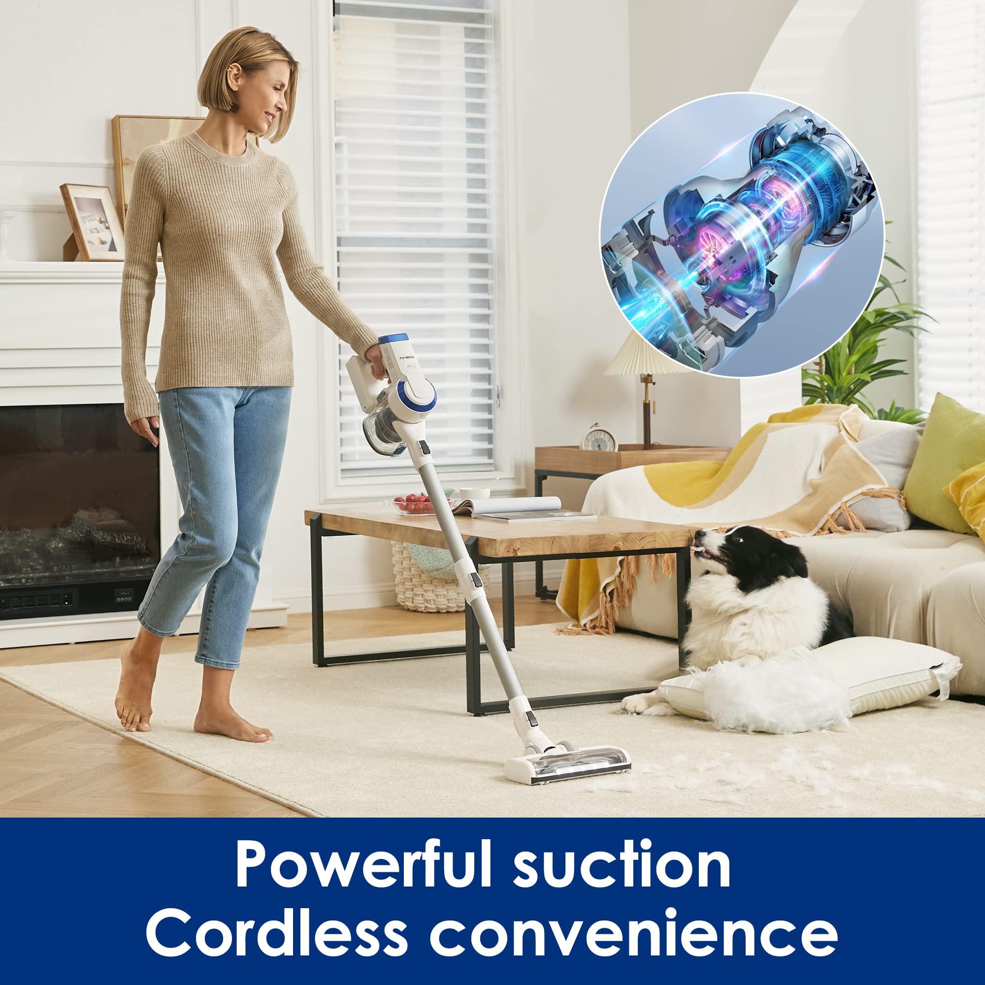Tineco A10 Essentials Cordless Stick Vacuum Cleaner - Lightweight, Quiet & Powerful Suction | Converts to Handheld Vacuum with Attachments | Wall-Mounted Dock Included | Perfect for Hardwood Floors, Carpets & Pet Hair Cleaning