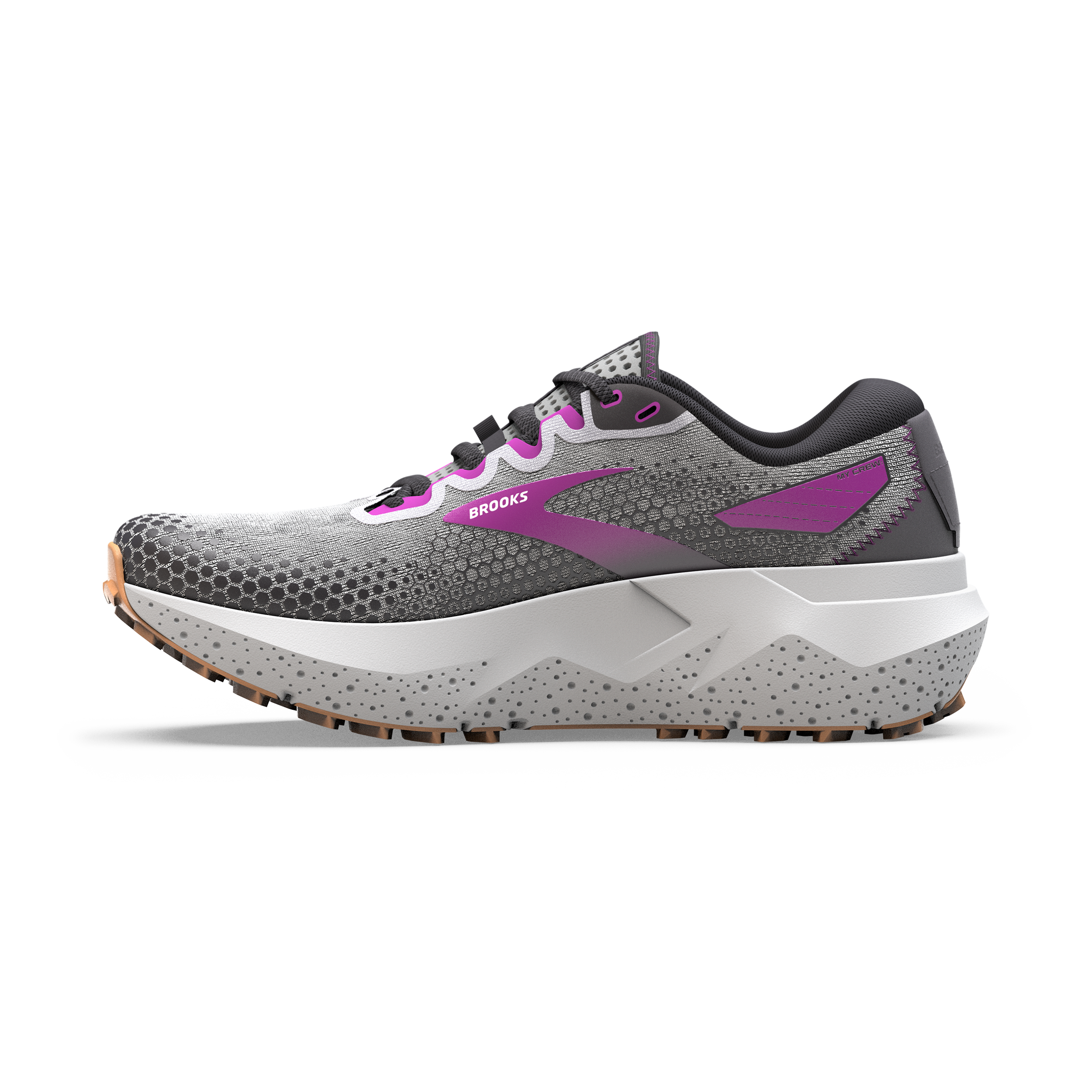 Brooks Caldera 6 Women's Trail Running Shoes (B Width) - Oyster/Blackened Pearl/Purple | Lightweight Cushioned for Hiking, Jogging & Outdoor Adventures