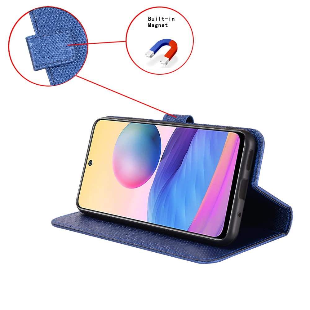 Premium PU Leather Flip Cover Case for Honor Magic 4 Pro (LGE-AN10) - Blue | Slim Protective Phone Case with Card Slots | Perfect for Business & Travel Use
