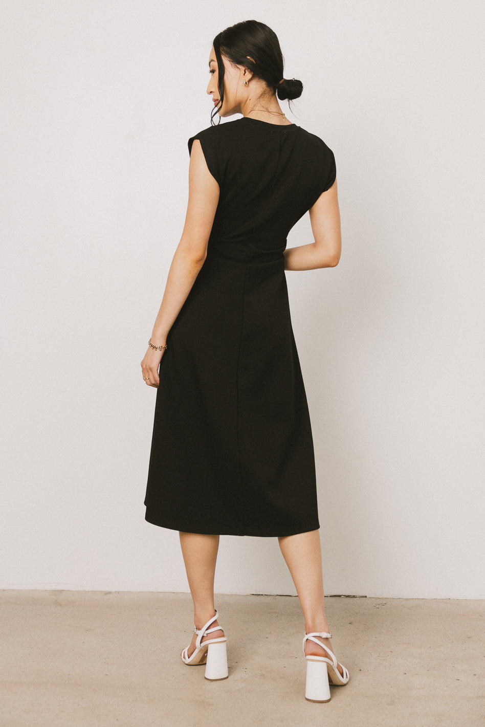 Kyra Black Midi Dress for Women - Elegant Casual & Party Wear - Perfect for Office, Date Night & Special Occasions