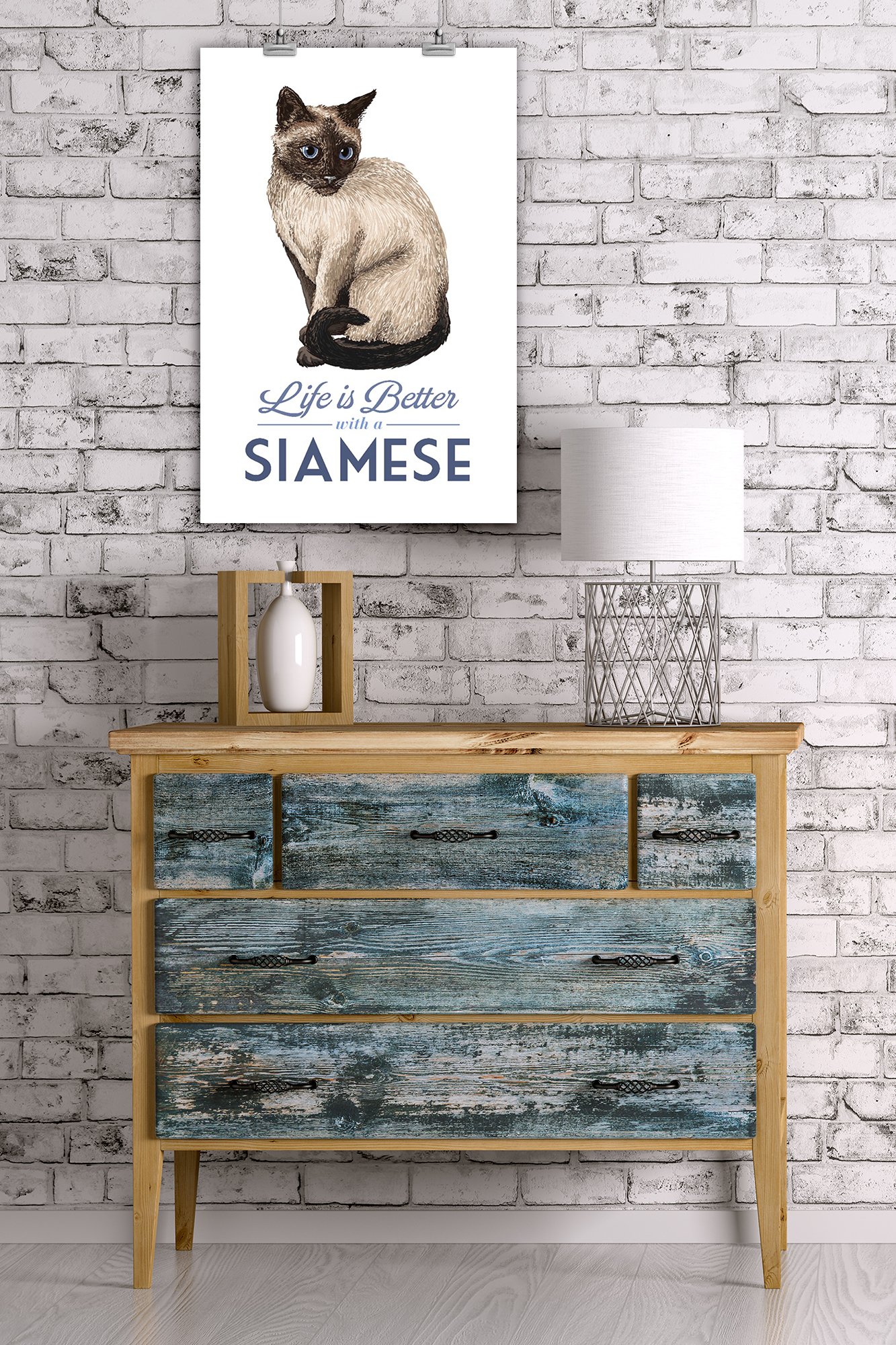 Siamese Cat Art Print - Life is Better Giclee Gallery Wall Decor (16x24) - Perfect for Home, Office & Travel Poster Collection