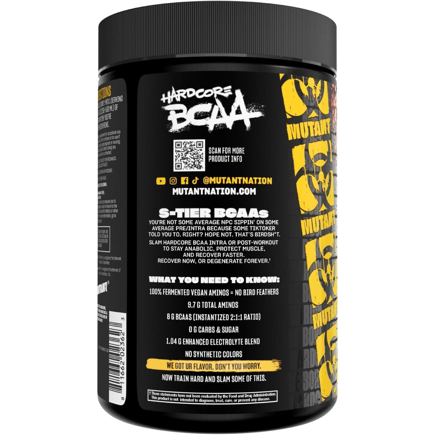 Mutant Hardcore BCAA Powder - Premium Branched-Chain Amino Acid Supplement for Muscle Recovery & Growth - Ideal for Bodybuilding, Workouts & Post-Exercise Recovery