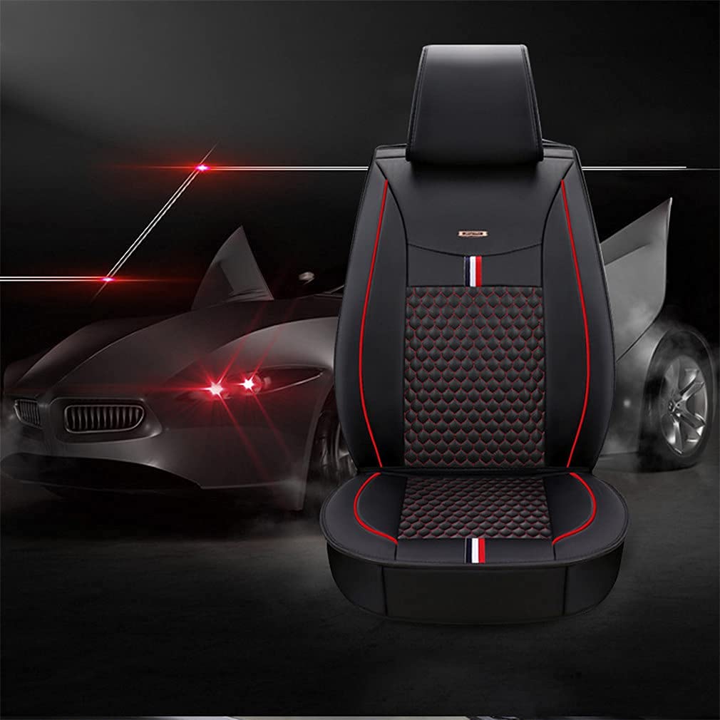 SureMart Premium Leatherette Car Seat Covers - Perfect Fit for Mazda MX-5 MX5 Miata (1995-2019 Models) | 2-Piece Front Seat Protectors | Airbag Compatible | Black & Red Auto Accessories | Ideal for Daily Commuting & Road Trips