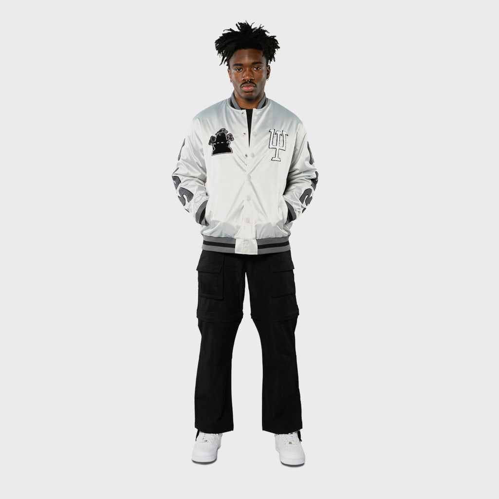 Real Bad Man Team Jacket - Grey | Men's Vintage Style Baseball Jacket | Perfect for Streetwear, Hip Hop Fashion & Urban Outfits