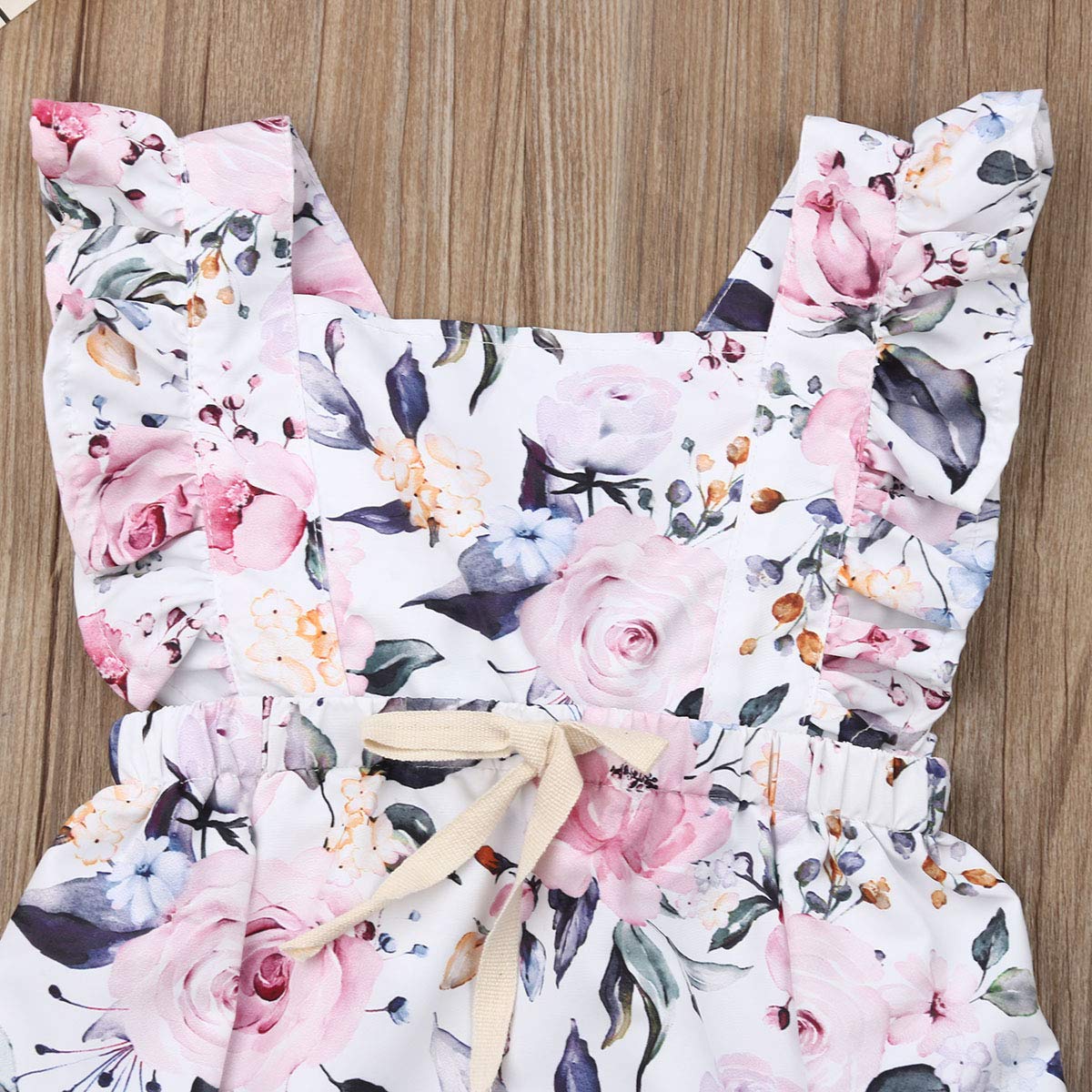 Kuriozud Baby Girl Floral Romper - Newborn Infant Ruffle Bodysuit One-Piece Jumpsuit | Summer Outfit for Girls | Perfect for Photoshoots, Parties & Outdoor Play