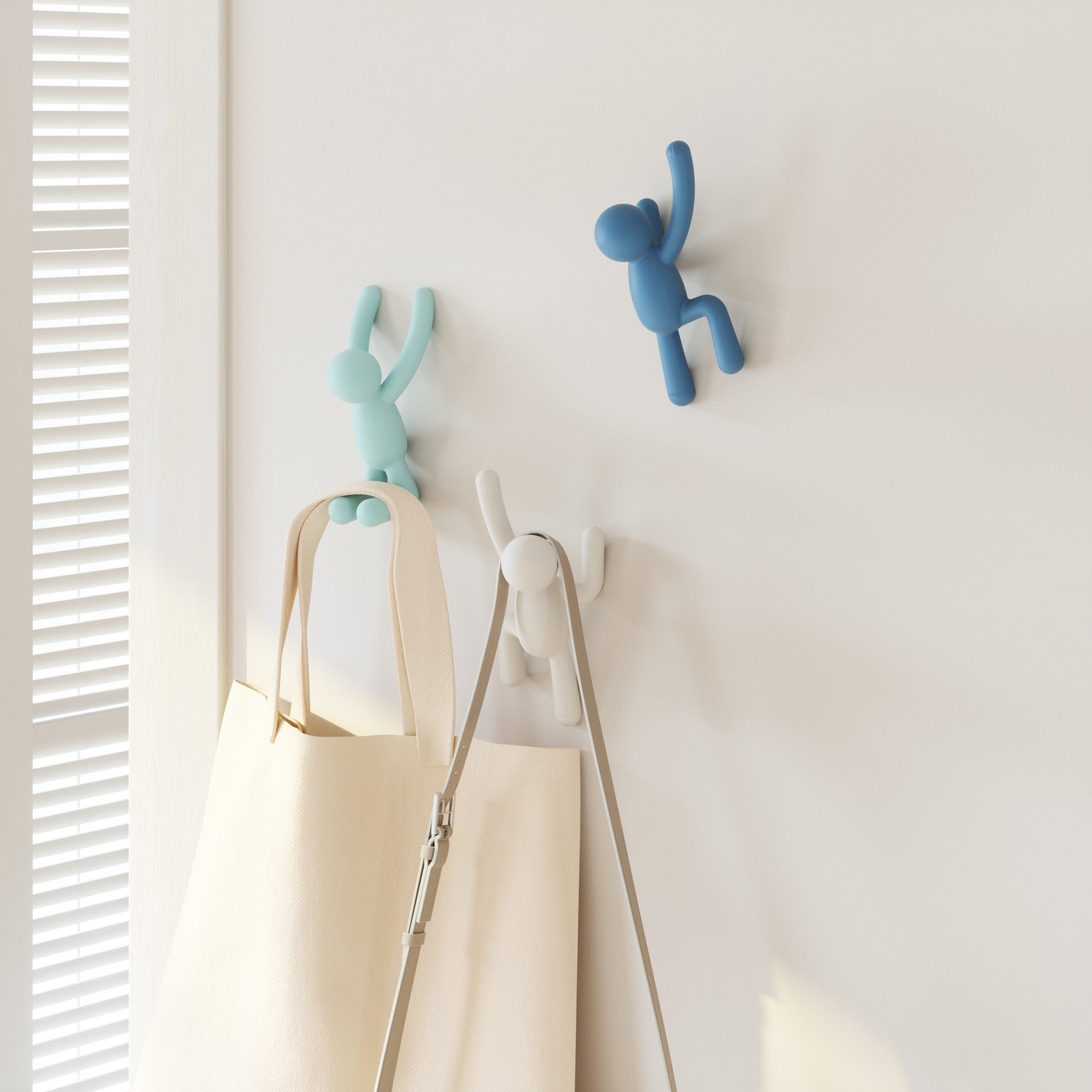 Buddy Wall Hooks Set of 3 - Heavy Duty Adhesive Hooks for Hanging Coats, Hats & Keys - Perfect for Home, Office & Dorm Organization