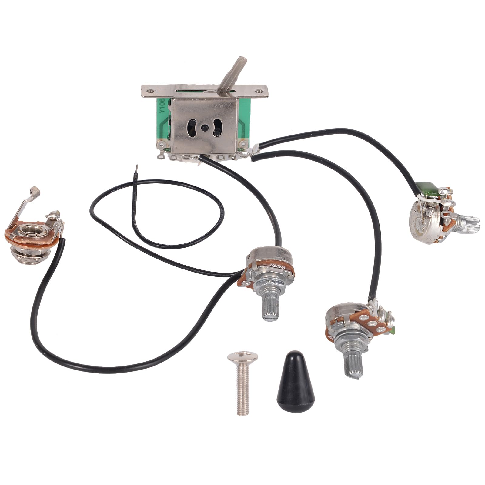 Stratocaster Guitar Wiring Harness Prewired with A500k & B500k Pots - Premium Upgrade Kit for Electric Guitars, DIY Repairs & Tone Customization