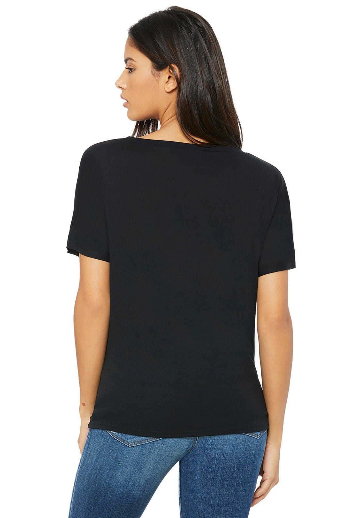 Bella Canvas Women's Slouchy V-Neck T-Shirt - Soft Relaxed Fit Casual Tee for Everyday Wear - Black | Perfect for Layering, Lounge & Street Style
