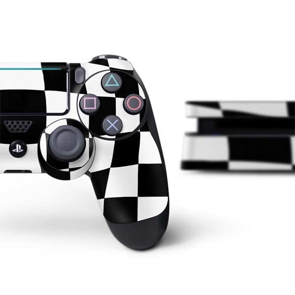 Skinit Custom Gaming Skin Decal for PS4 Slim Bundle - Black & White Checkerboard Design | Protective Cover for Enhanced Gaming Experience