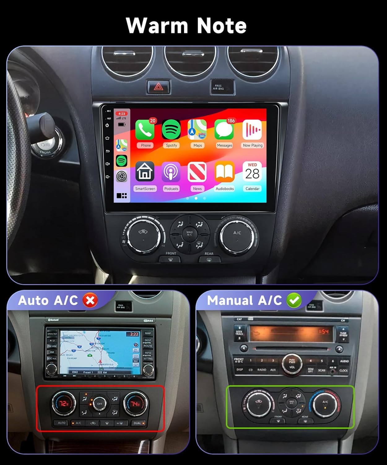 2008-2012 Nissan Altima Car Stereo with Wireless Apple CarPlay & Android Auto - 9