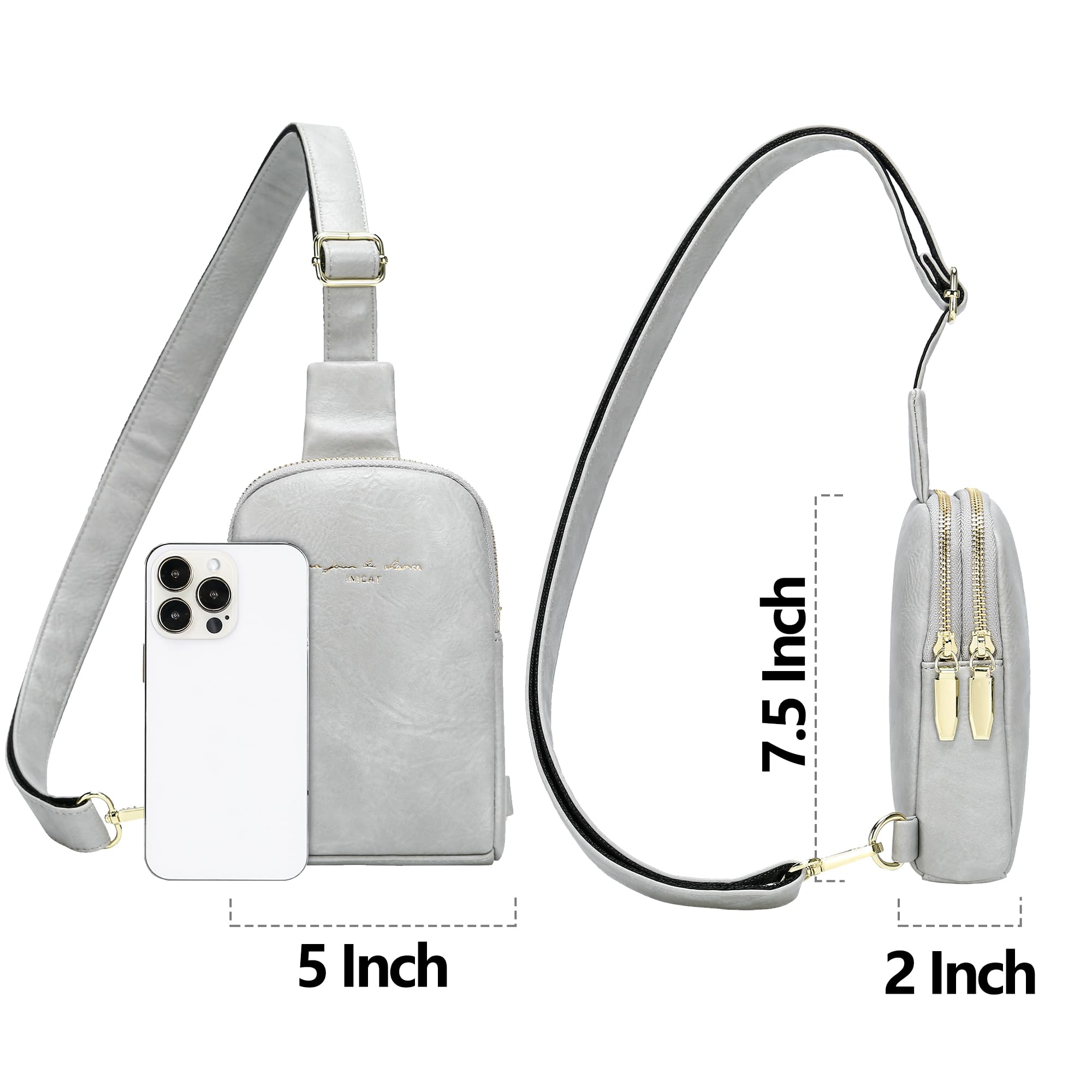 INICAT Genuine Leather Crossbody Bag for Women - Stylish Small Sling Bag Fanny Pack - Perfect for Travel, Shopping & Everyday Use