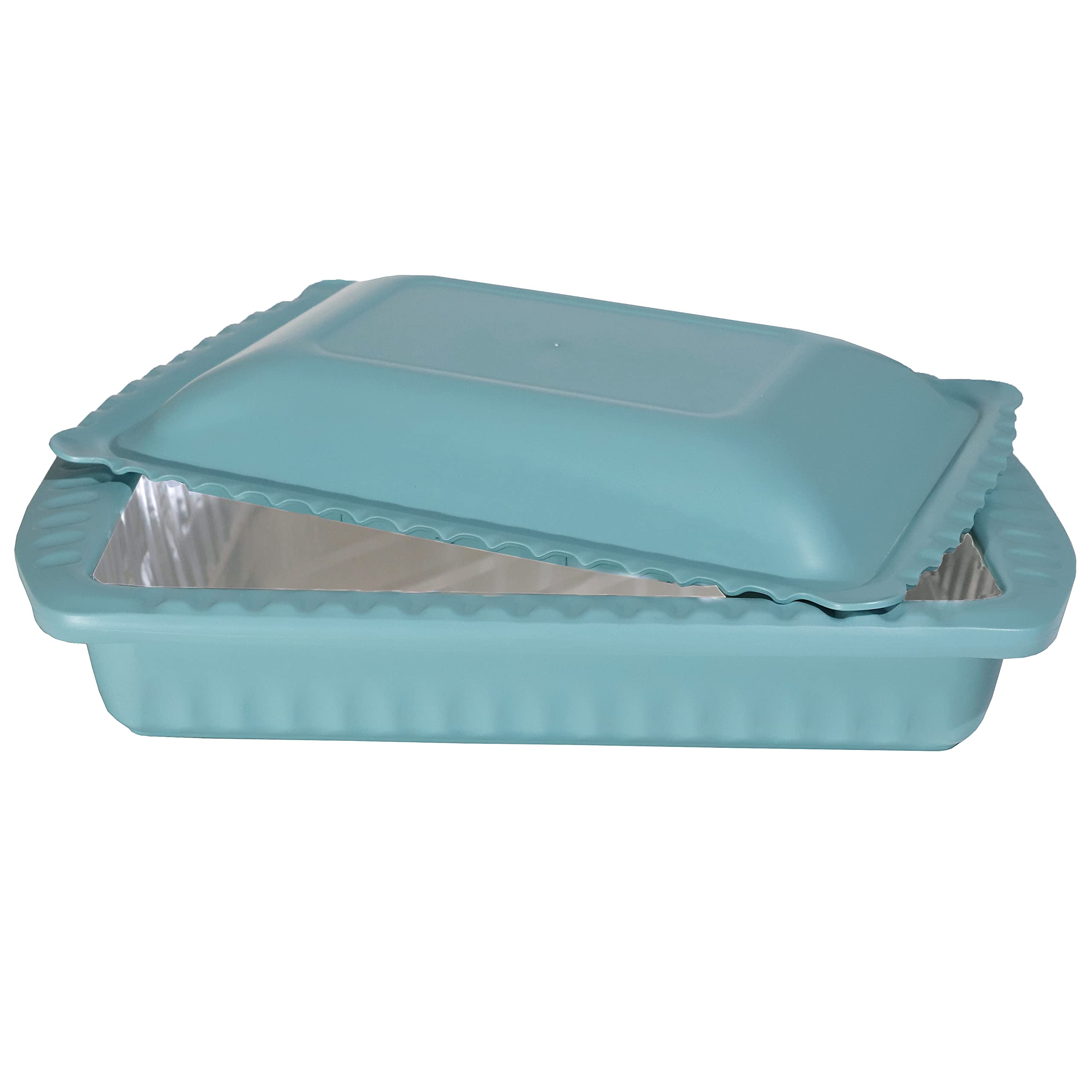 Heat-Resistant 9x13x2 Casserole Carrier with Locking Lid & Handles – BPA-Free Serving Dish & Foil Pan Included (Aqua) – Perfect for Potlucks, Parties & Safe Food Transport