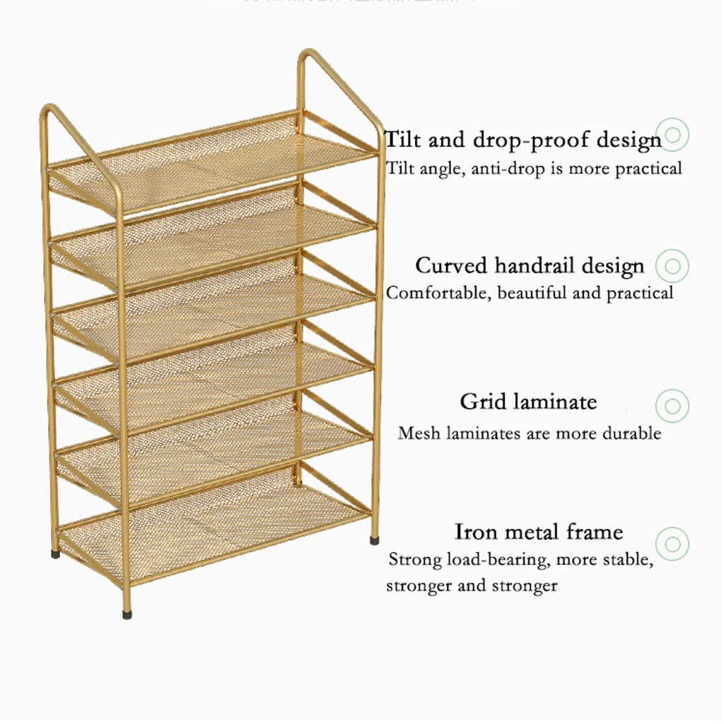Multi-Layer Shoe Rack Organizer - Space Saving Shoe Storage for Entryway, Closet, Bedroom, Living Room, Dorm & Office - Gold Shoe Shelf for Home Organization (Perfect for Small Spaces & Shoe Collection Display)