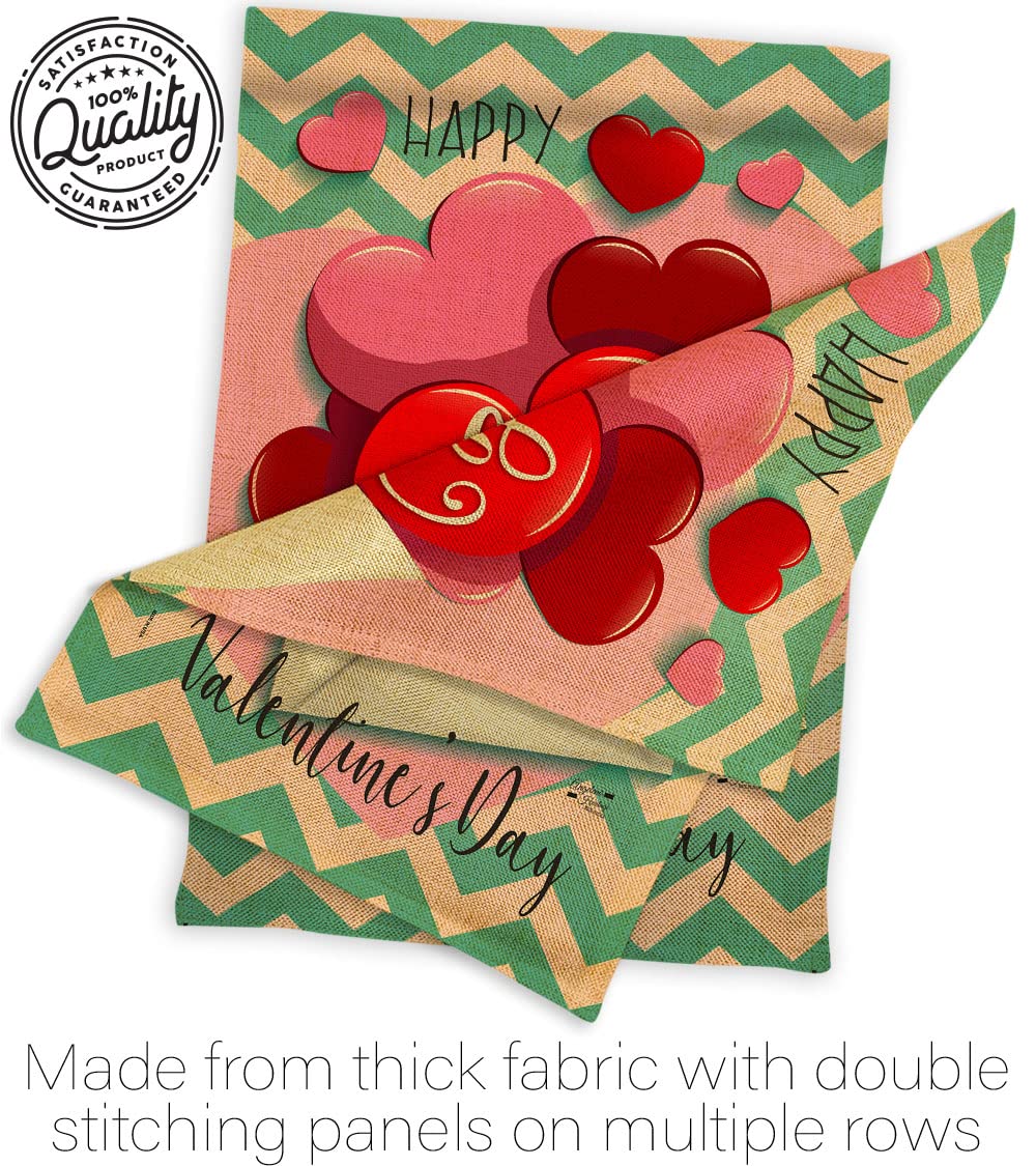 Valentine's Garden Flag Set with Stand - Romantic Heart Couple Decor for Yard & Home - Made in USA