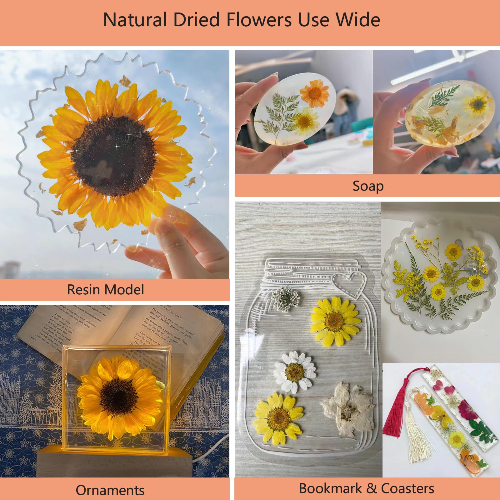 50 Pcs Natural Dried Pressed Flowers & Leaves Kit for Resin Art, DIY Crafts, Candle & Soap Making - Perfect for Christmas Gifts, Nail Decor & Home Decoration