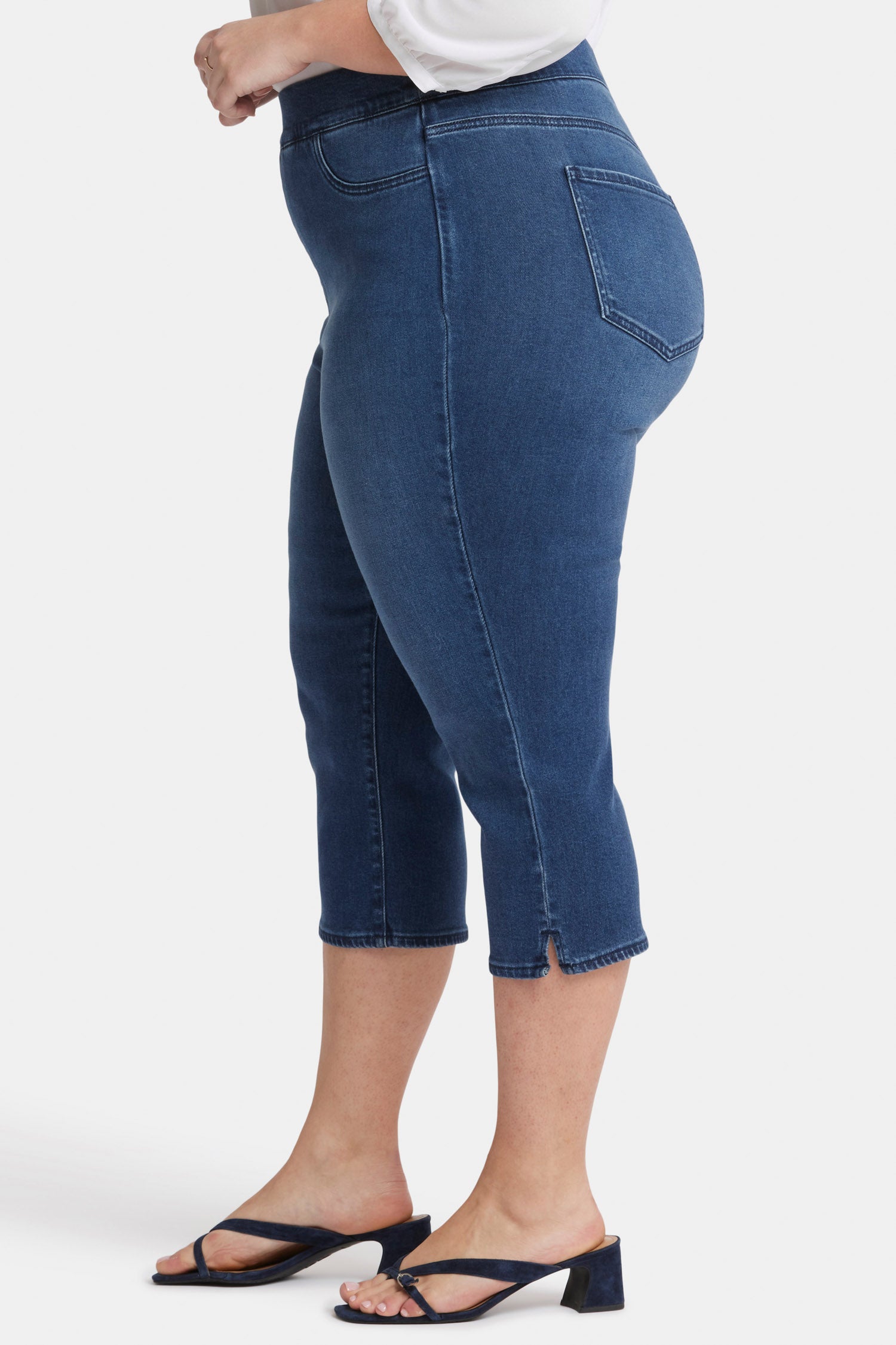 Plus Size Dakota Crop Pull On Jeans for Women - Comfortable Stretch Denim Pants for Casual Wear & Everyday Outfits