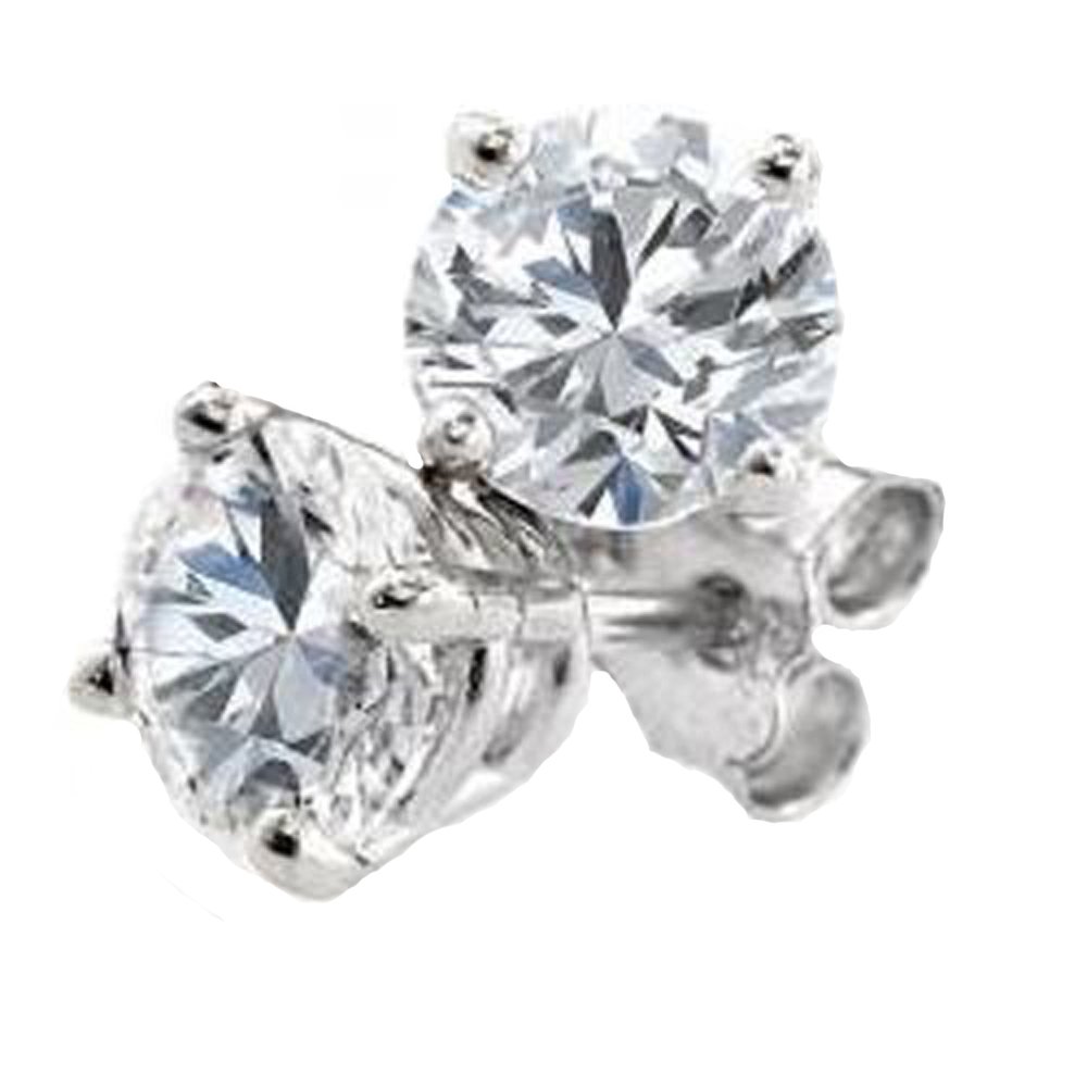1.30 Cttw 14K Solid White Gold Round Cut Diamond Stud Earrings for Women - Perfect for Weddings, Anniversaries & Special Occasions