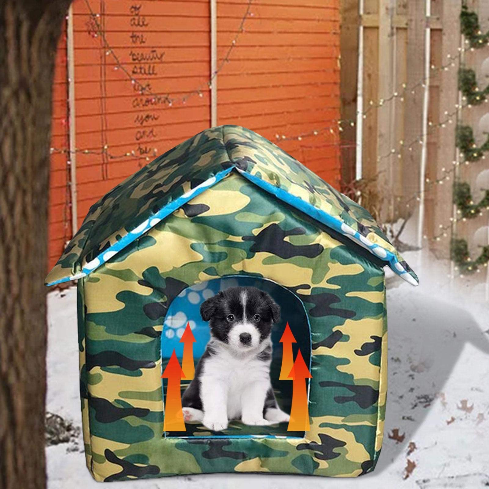 Outdoor Waterproof Cat Shelter with Removable Soft Mat - Insulated Collapsible Warm Cat Bed for Feral & Indoor Cats - Portable Igloo Dog House for Small Dogs - Easy Assembly (Perfect for Backyards, Garages & Winter Protection)