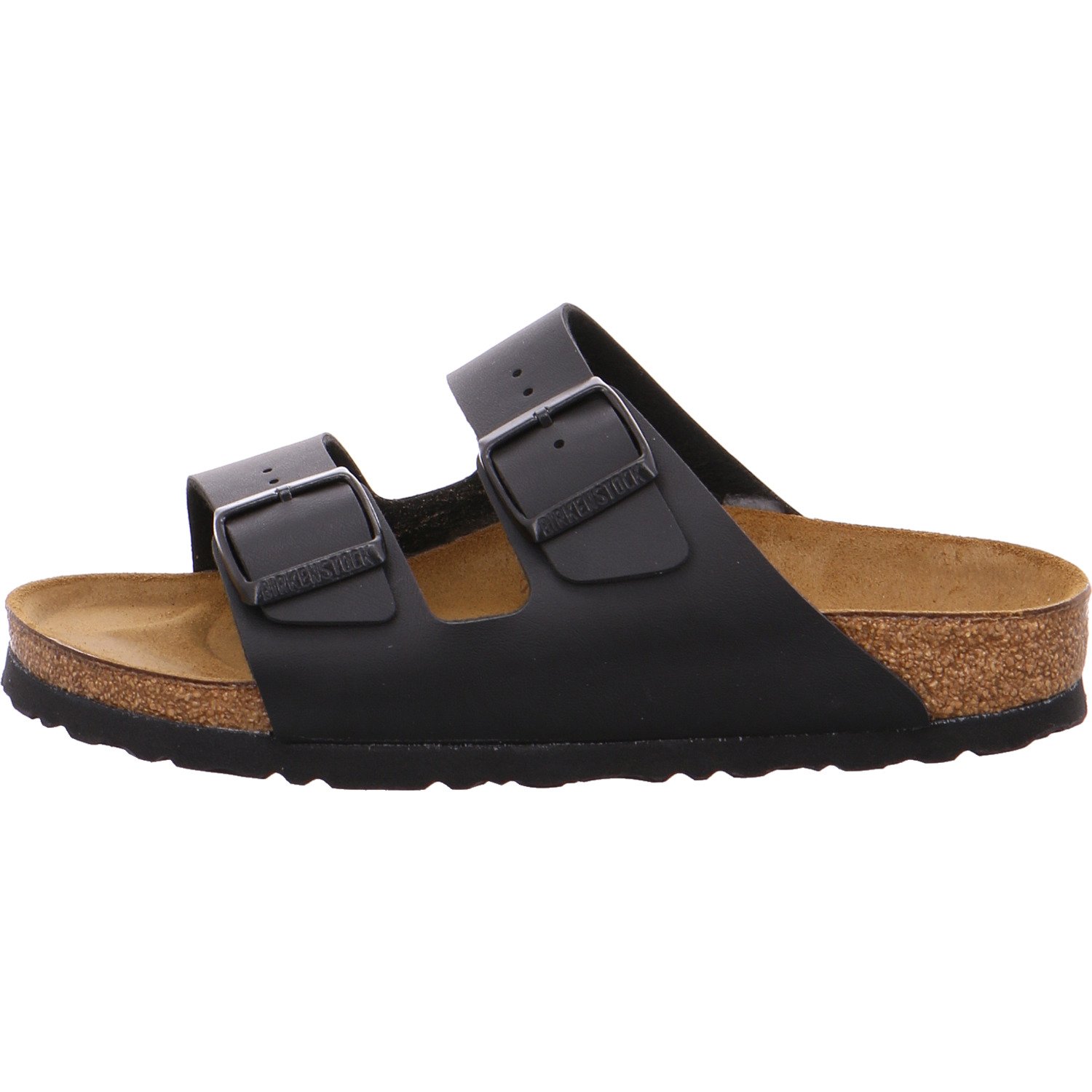 Birkenstock Women's Arizona Soft Footbed Sandals - Black, Narrow US 6-6.5 | Comfortable Cork Footbed Slides for Walking, Travel & Casual Outfits