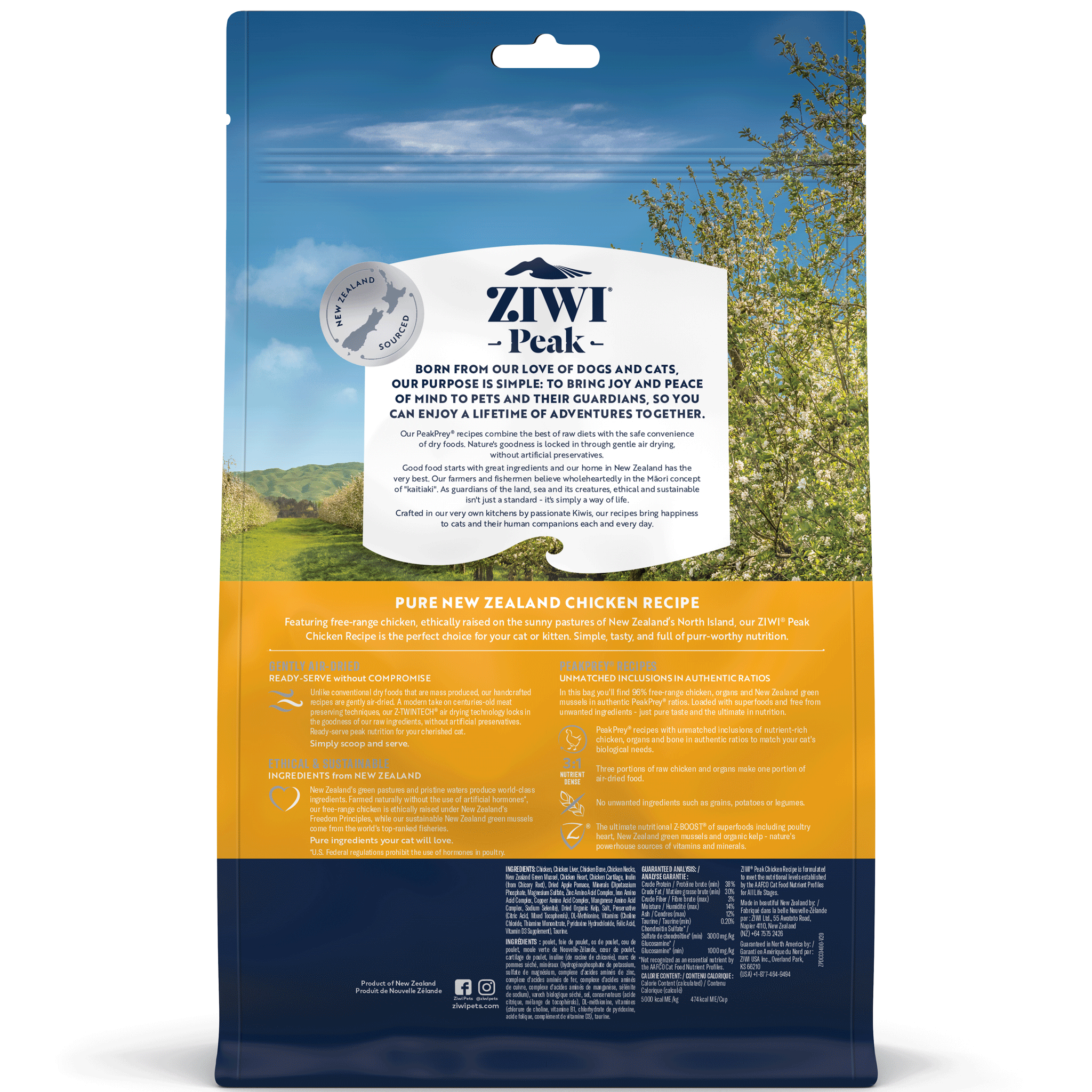 Ziwi Peak Air Dried Cat Food - Grain Free, High Protein Chicken Recipe for Adult Cats - Perfect for Indoor Cats & Sensitive Stomachs