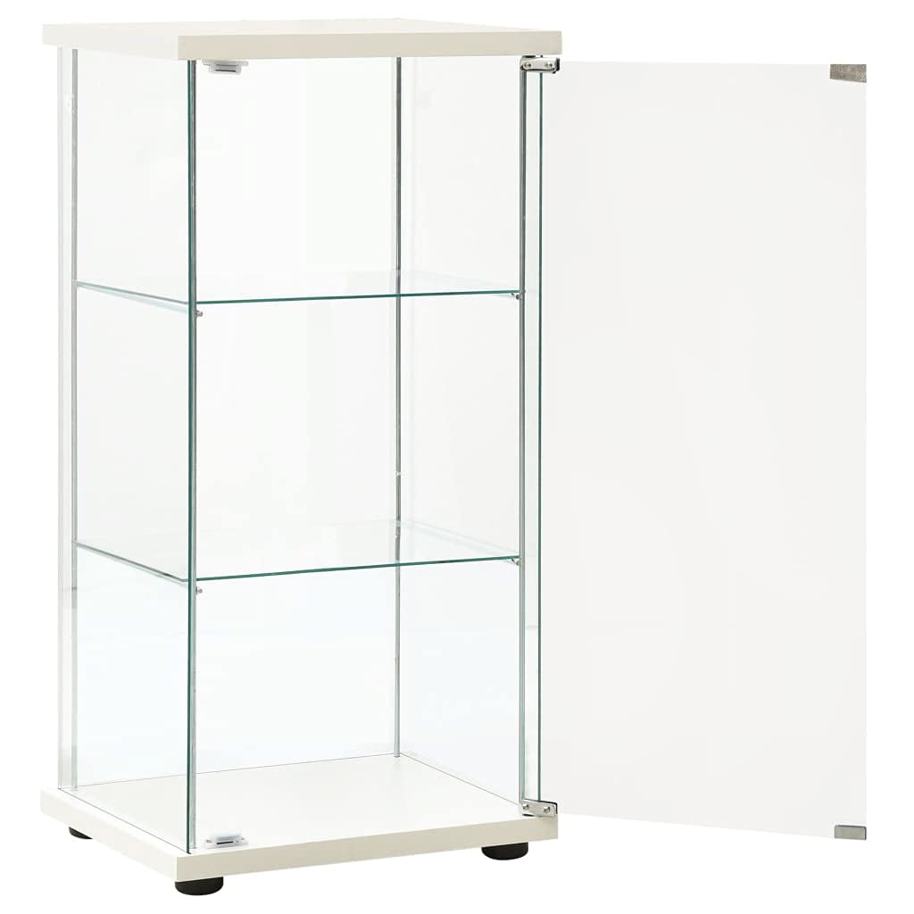 4-Shelf Glass Display Cabinet with Door - Curio Cabinet for Collectibles & Books - Floor Standing Storage Rack with Tempered Glass - White Display Bookshelf for Living Room, Dining Room & Office Decor