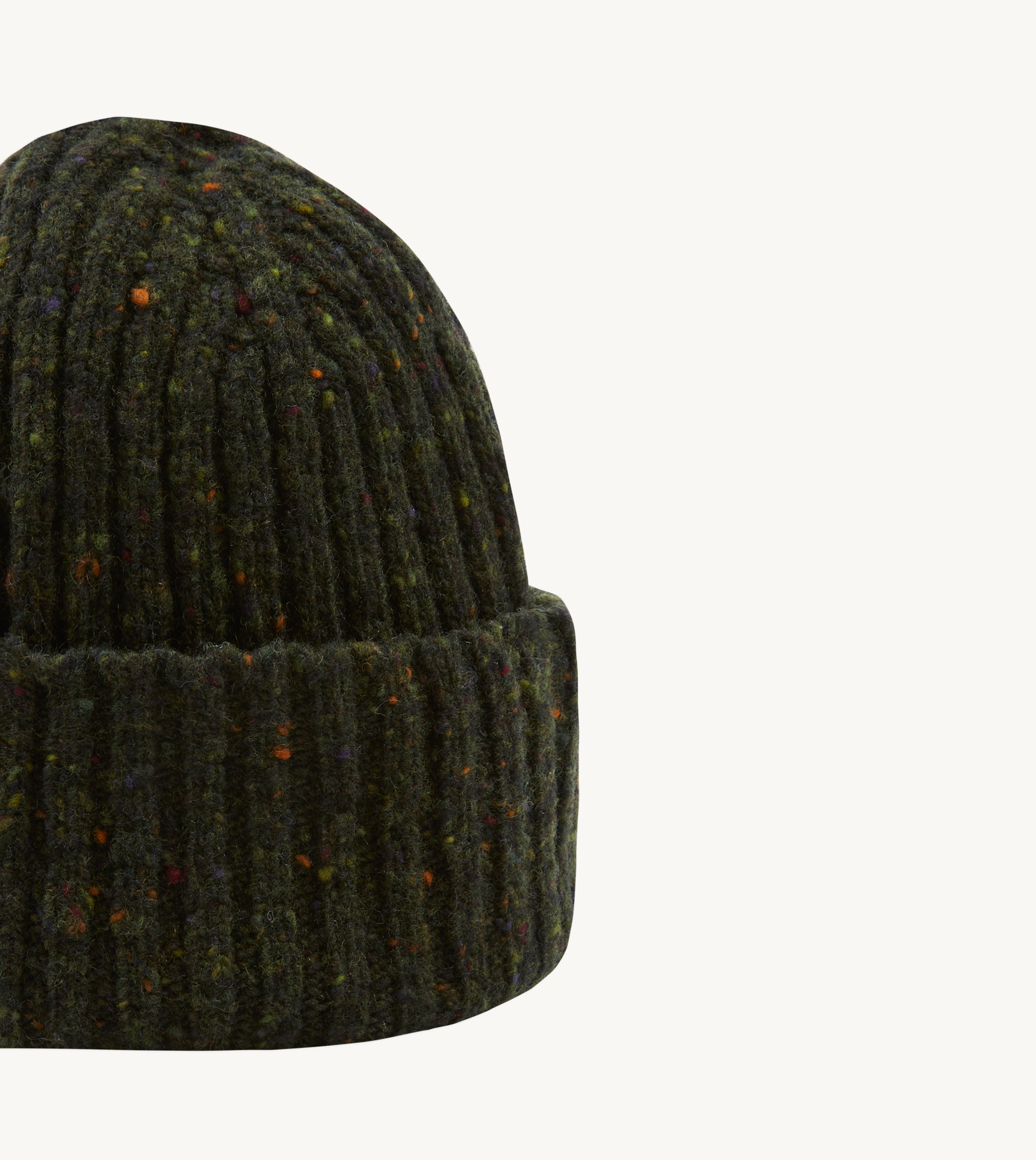 Olive Donegal Ribbed Merino Wool Beanie Hat for Men & Women - Warm Winter Knit Cap for Outdoor Activities, Skiing, Hiking