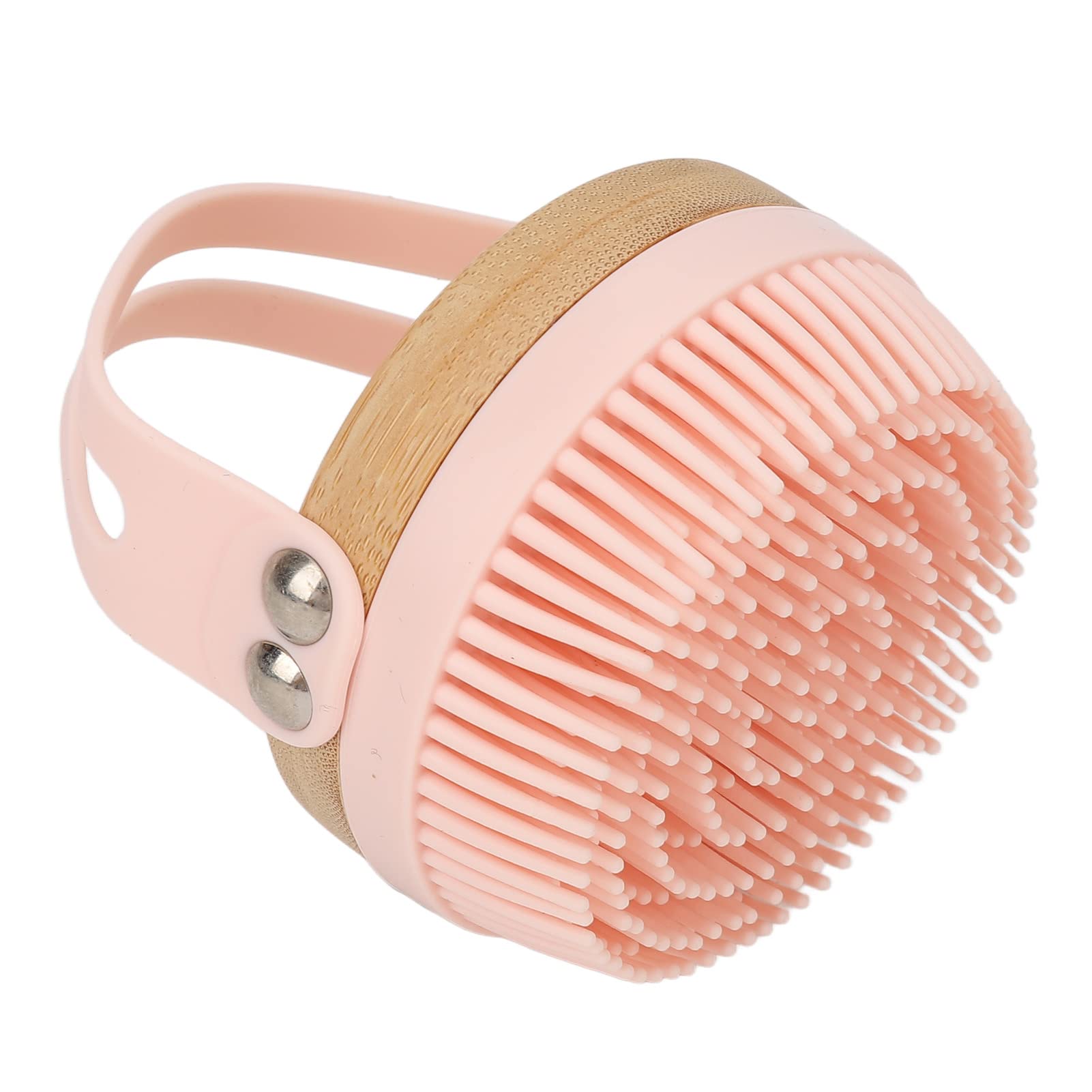 Exfoliating Silicone Body Scrubber with Bamboo Handle - Gentle Shower Cleansing Brush for Kids & Adults - Pink Bath Massager for Soft Skin - Perfect for Sensitive Skin & Spa Day at Home
