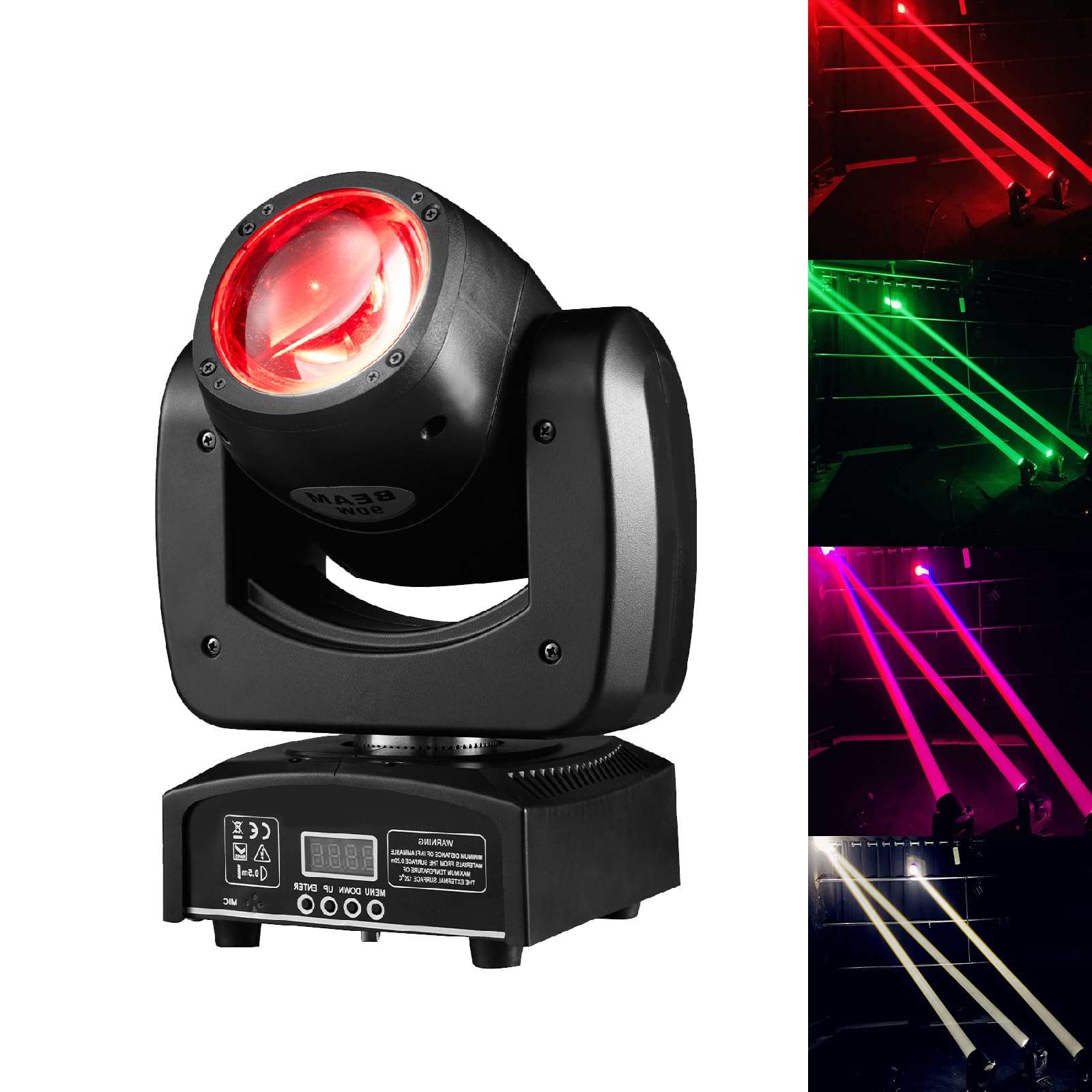 90W LED Moving Head DJ Lights - Mini Beam Stage Lights with Sound Activation, RGBW 4-in-1 Super Bright Spotlight & DMX Control - Perfect for Wedding, DJ Party, Club, Stage Lighting and Live Events