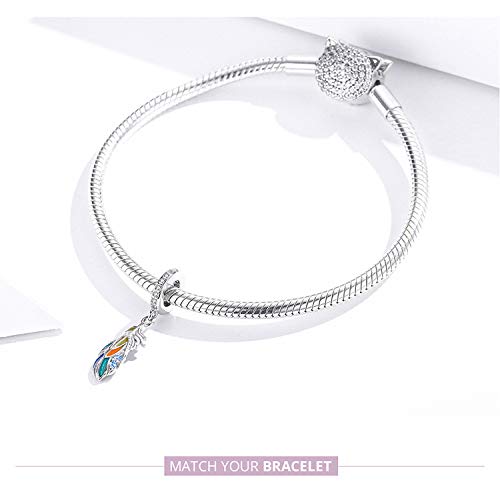 Yashuo Angel Feathers Heart Charm - Genuine 925 Sterling Silver Dangle Love Wing Pendant for Women's Bracelet - Perfect for Valentine's Day Gifts, Anniversary Presents & Everyday Jewelry