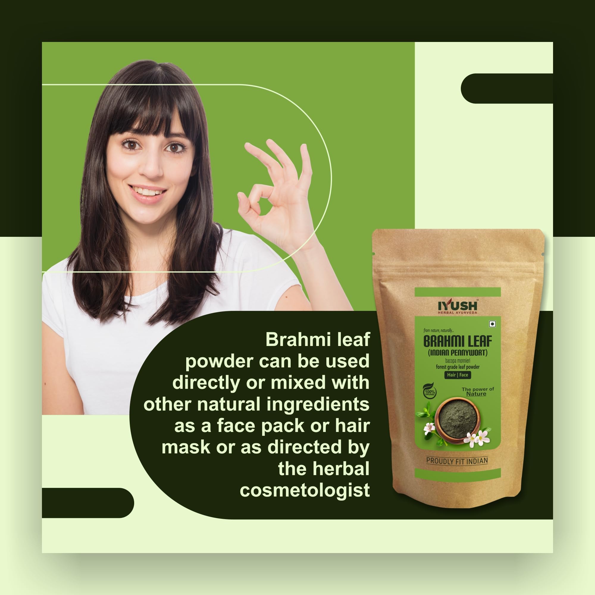 Organic Brahmi Powder (Bacopa Monnieri) 400g - Ayurvedic Herbal Supplement for Hair Growth & Volume - Promotes Thicker, Healthier Hair - Perfect for Hair Masks, Scalp Treatments & Natural Hair Care Routines