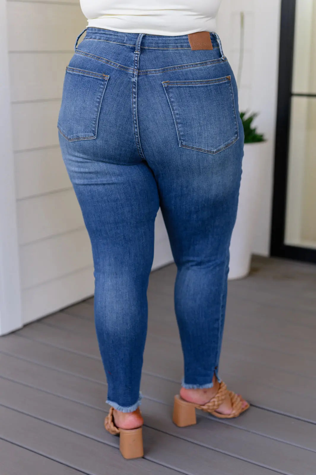 Amy High Rise Control Top Side Slit Skinny Jeans for Women - Slimming Stretch Denim Pants with Tummy Control - Perfect for Work, Date Night & Casual Outings