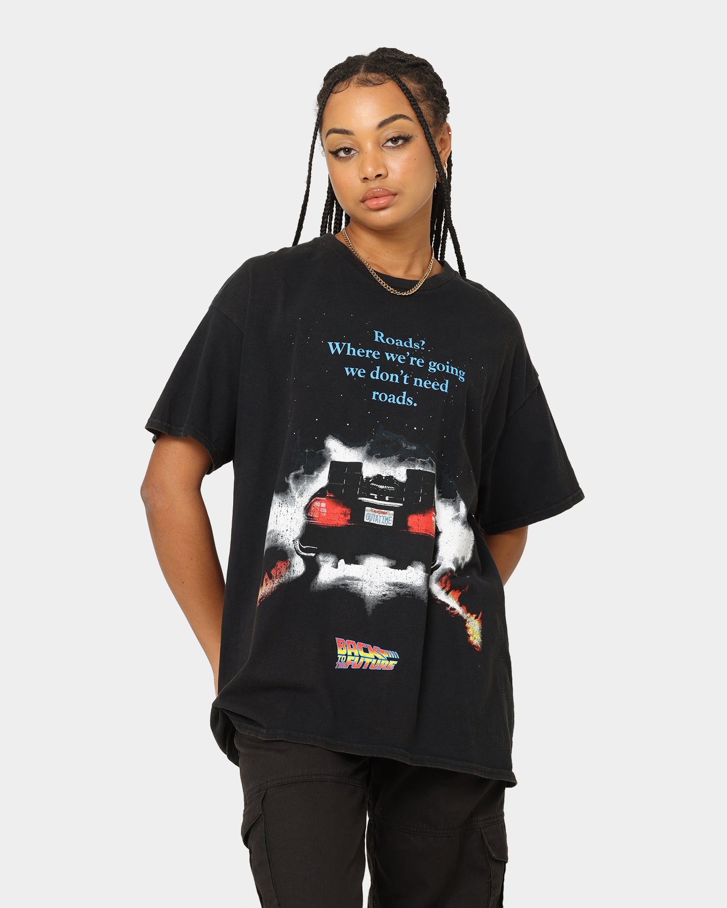 Vintage Back To The Future Movie T-Shirt - Washed Black Retro Graphic Tee - American Thrift Style - Perfect for 80s Parties, Cosplay & Casual Wear
